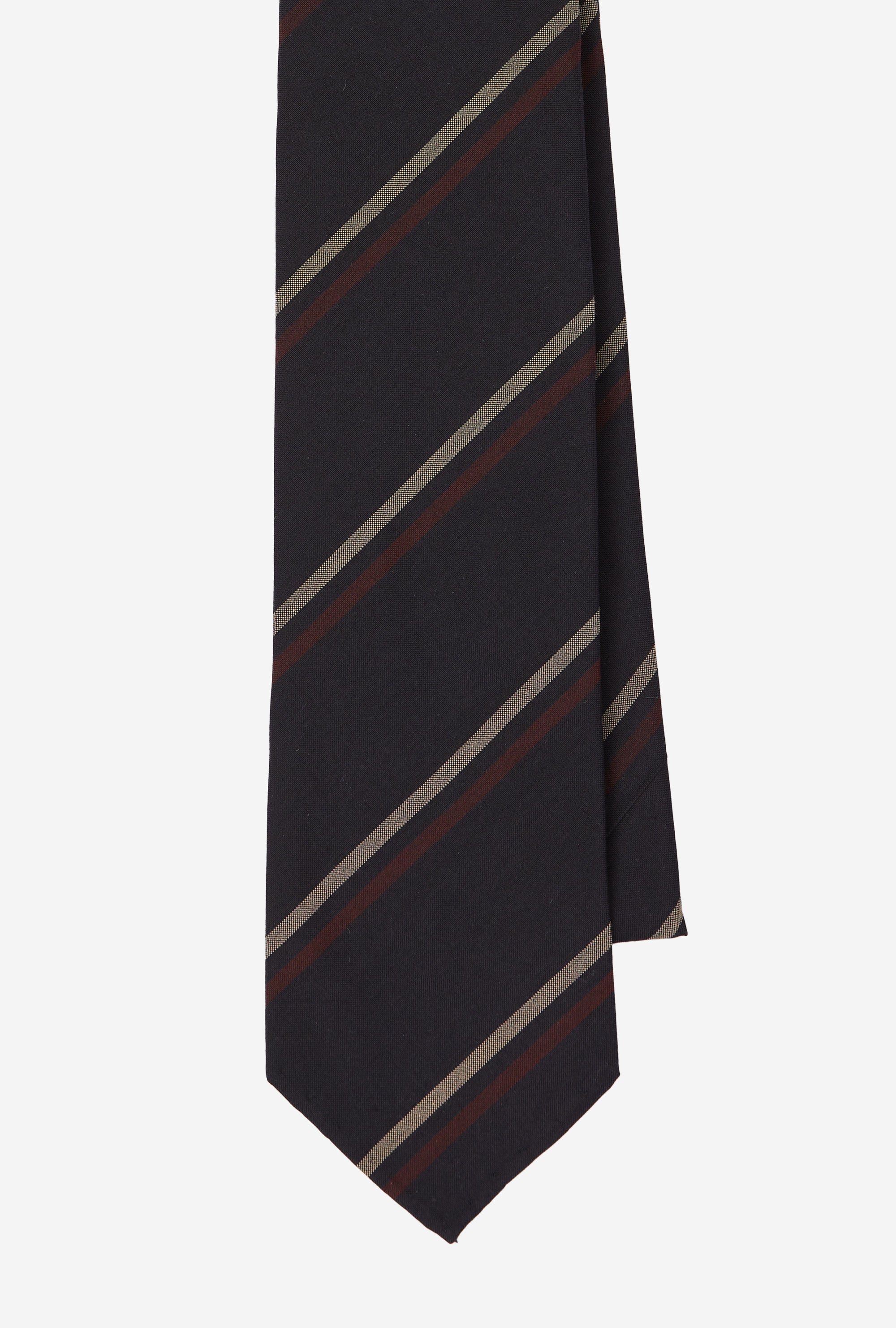Dry Silk Tie Navy Red Gold Stripe