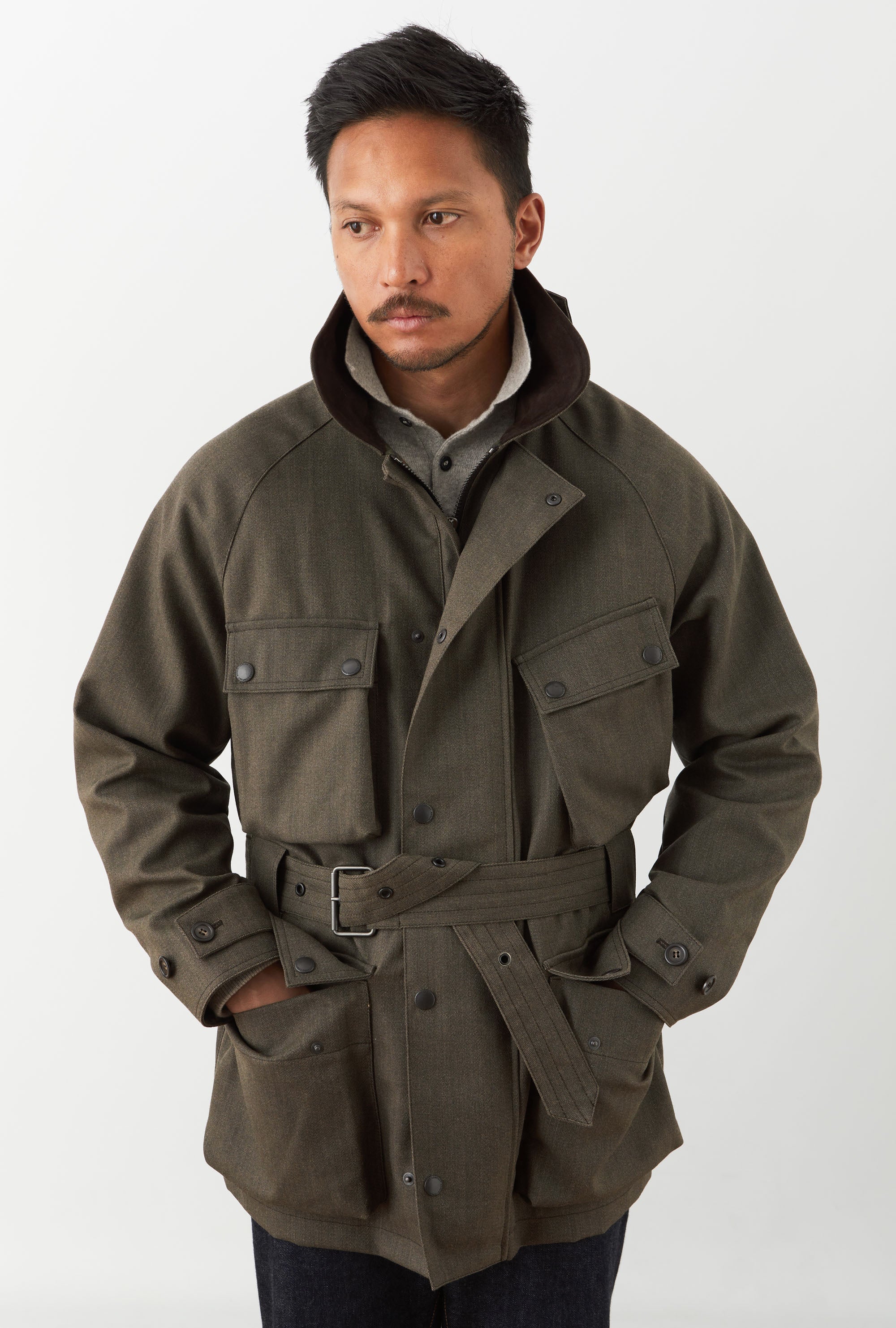 Moto Jacket Oiled Cavalry Twill Taupe