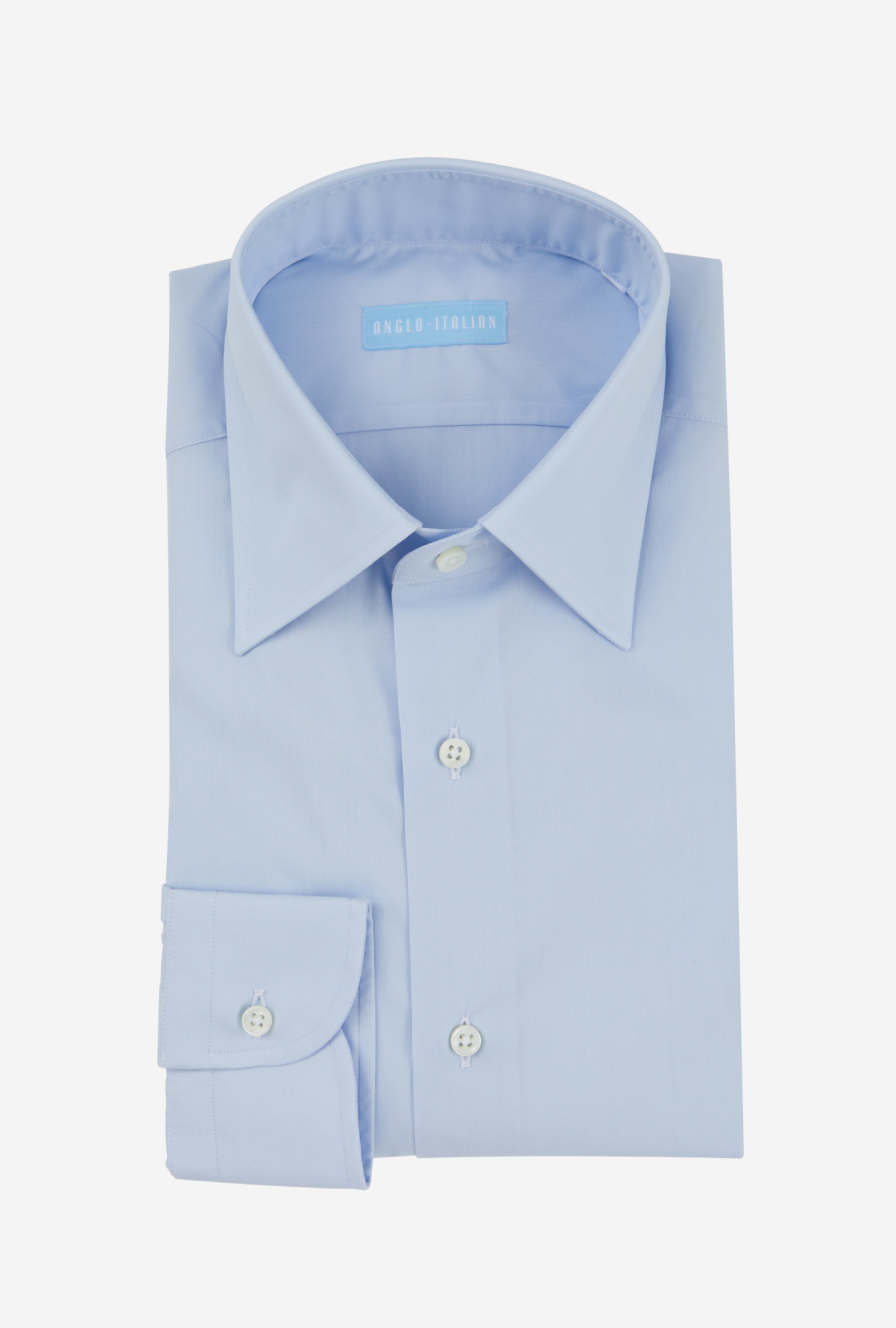 Point Collar Shirt Cotton Poplin Sky Blue