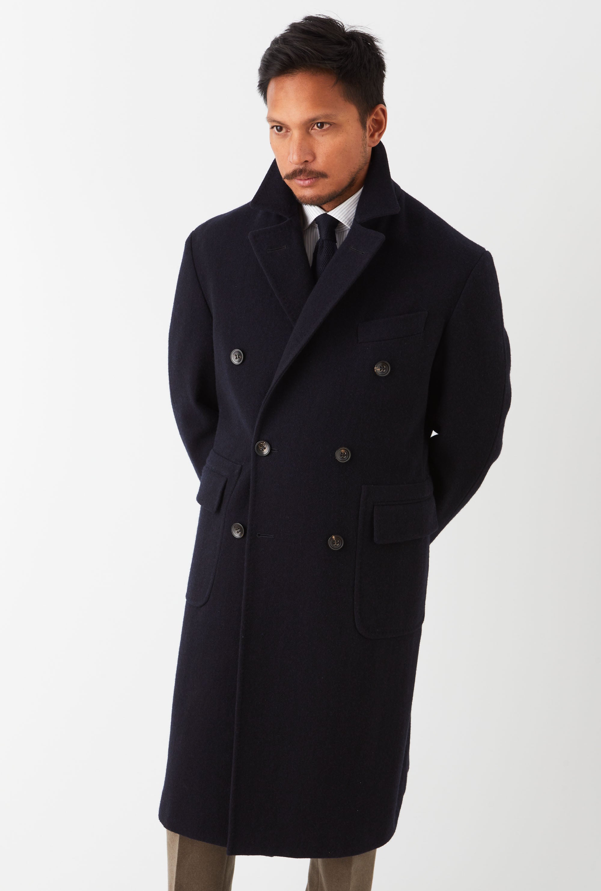 Double Breasted Martingala Coat Navy