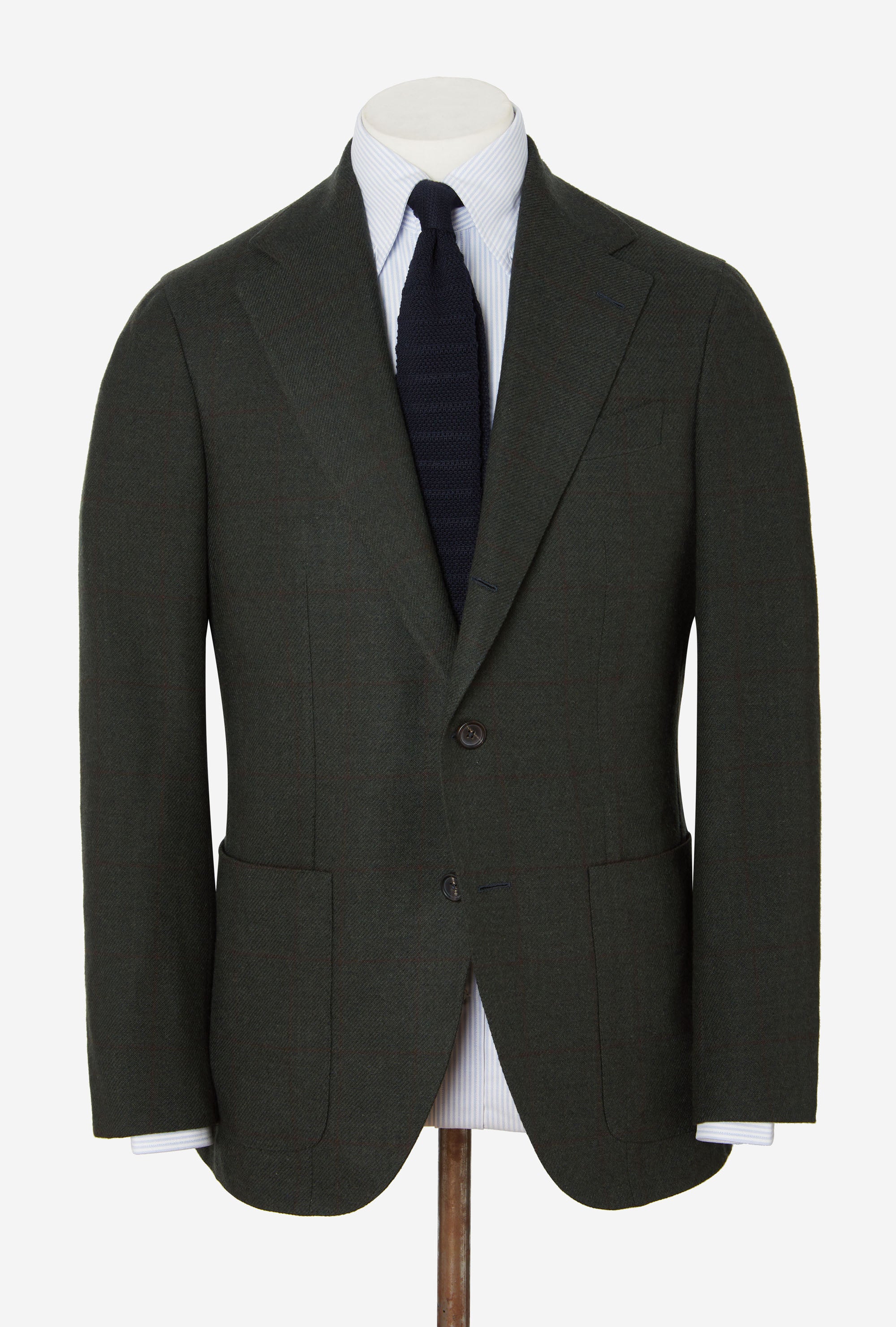 Sport Jacket Wool-Cashmere Forest Twill Red Overcheck