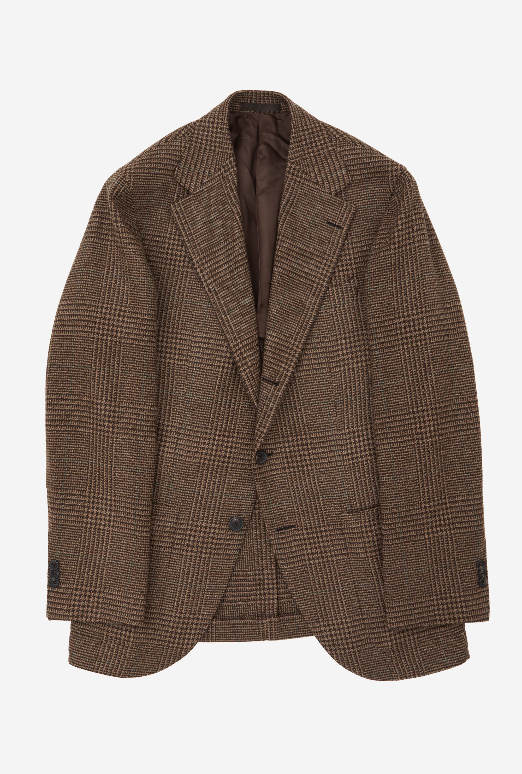 Sport Jacket Wool Brown Glen Plaid Green Overcheck