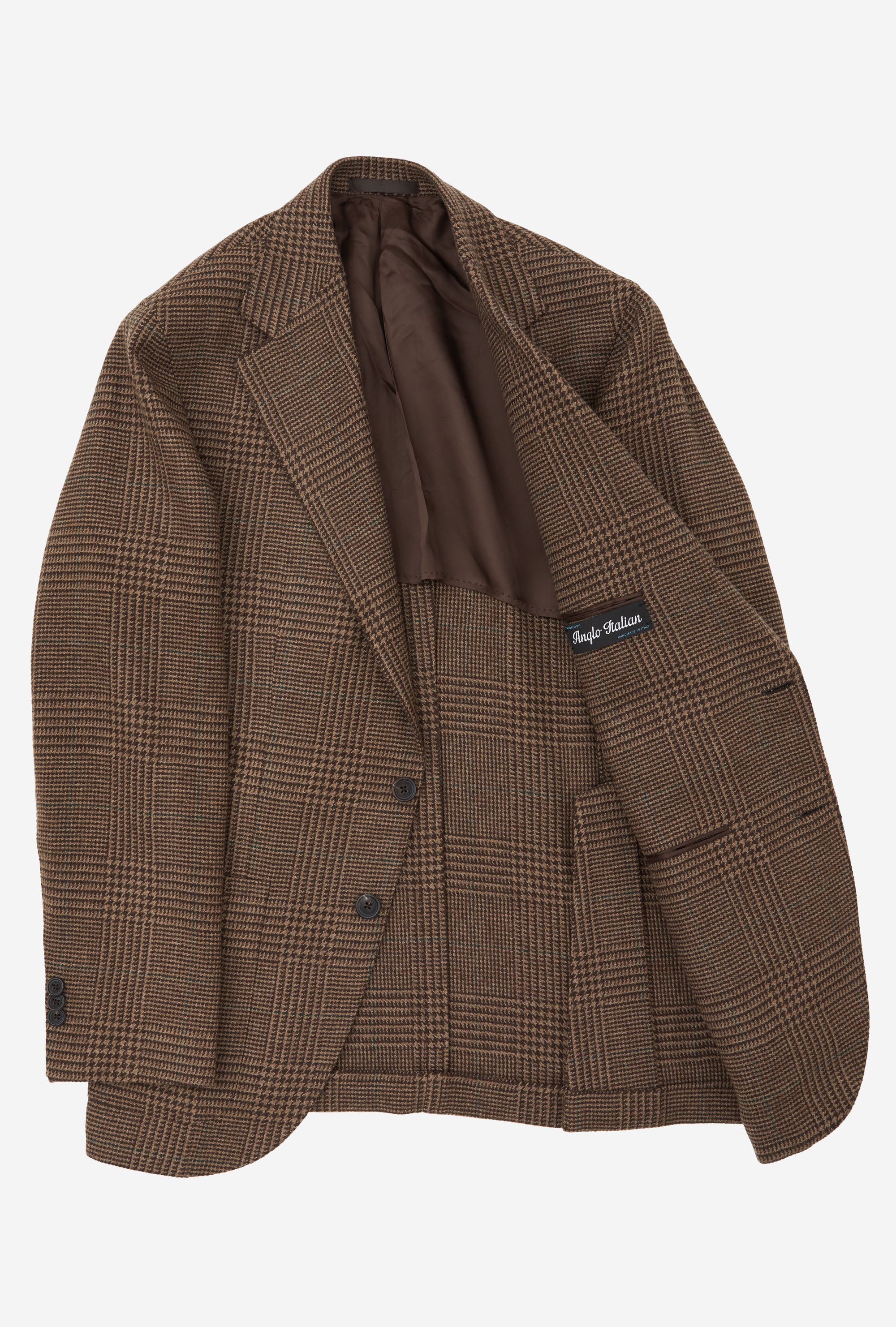 Sport Jacket Wool Brown Glen Plaid Green Overcheck