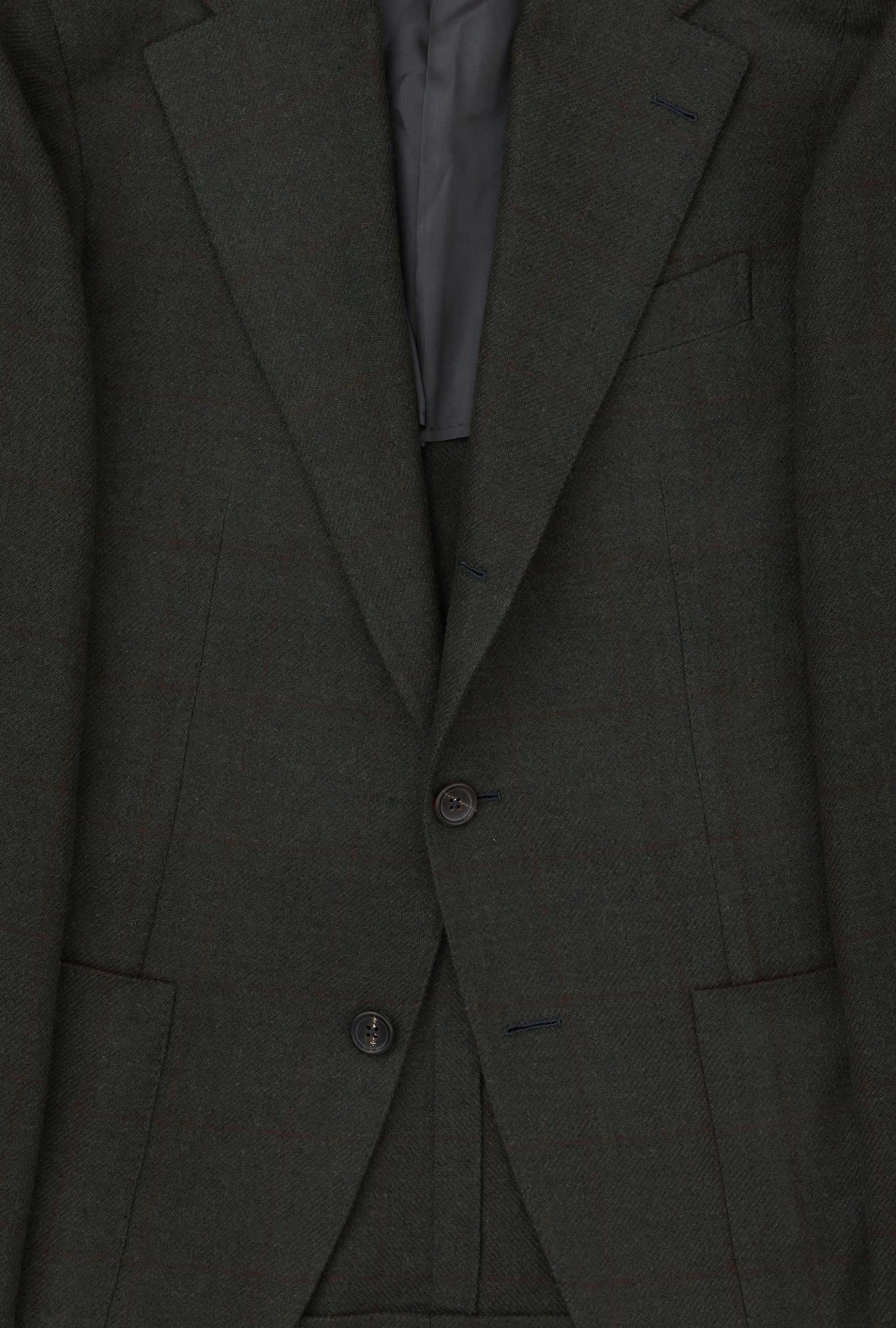 Sport Jacket Wool-Cashmere Forest Twill Red Overcheck