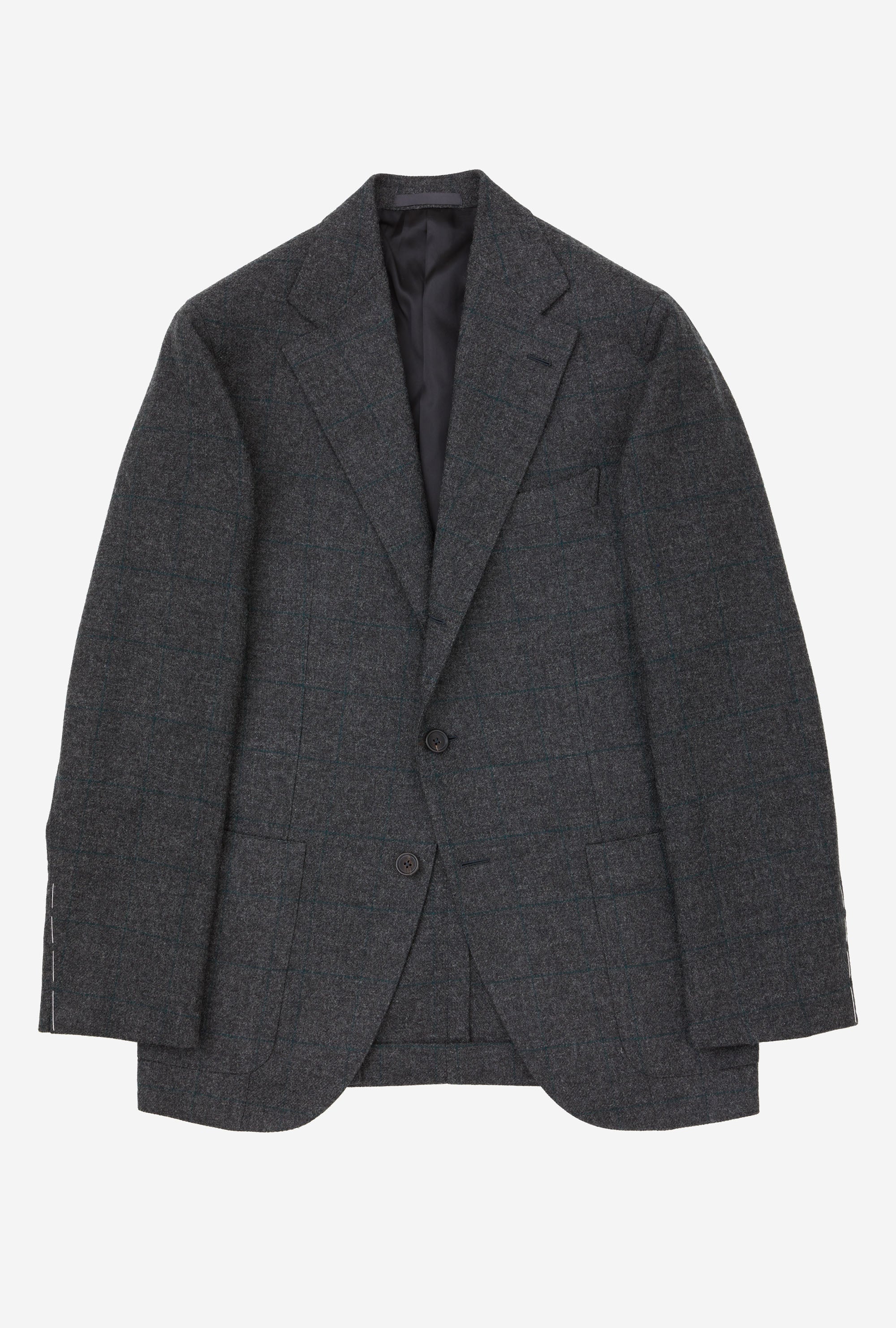 Sport Jacket Wool Grey Melange Emerald Windowpane