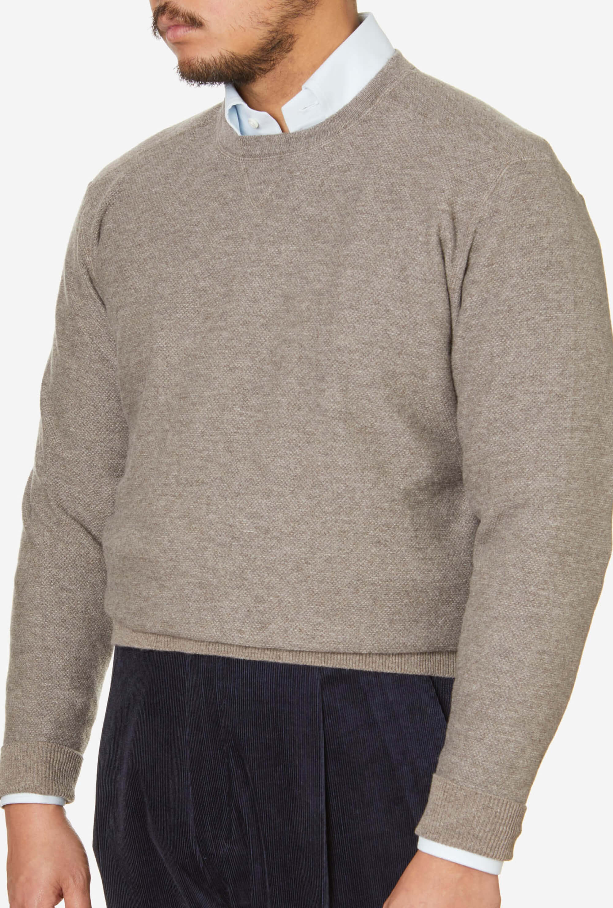 Crewneck Wool-Cashmere Fawn