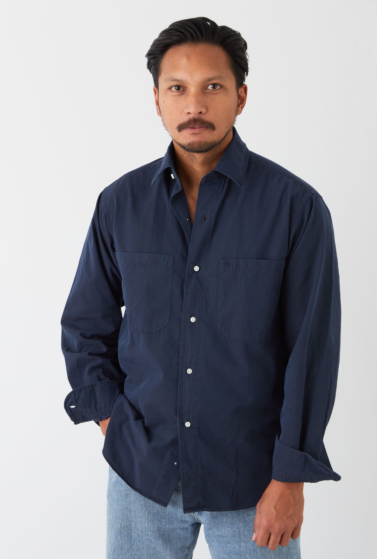 Mechanics Shirt Washed Cotton Twill Navy