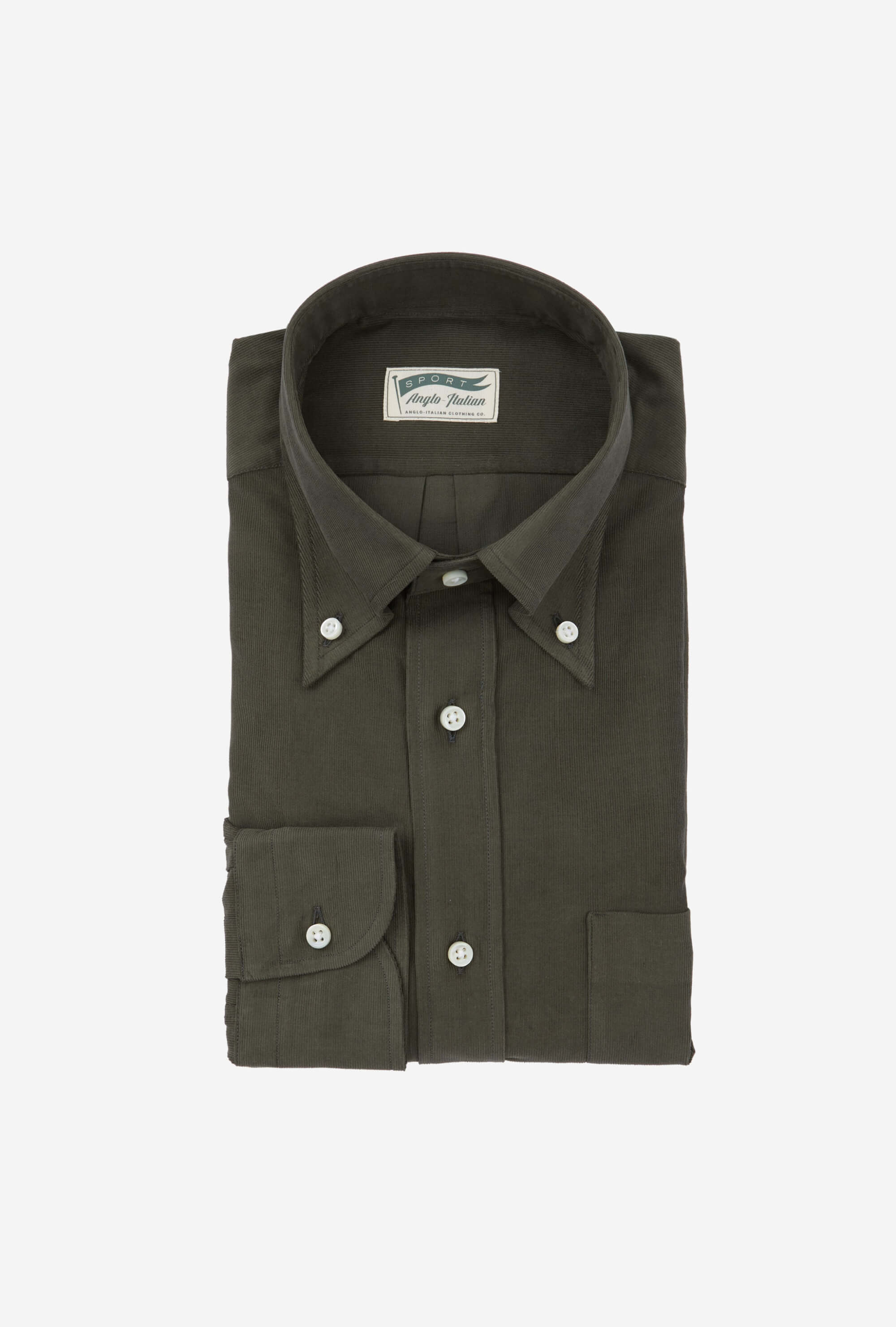 Button Down Sport Shirt Corduroy Green