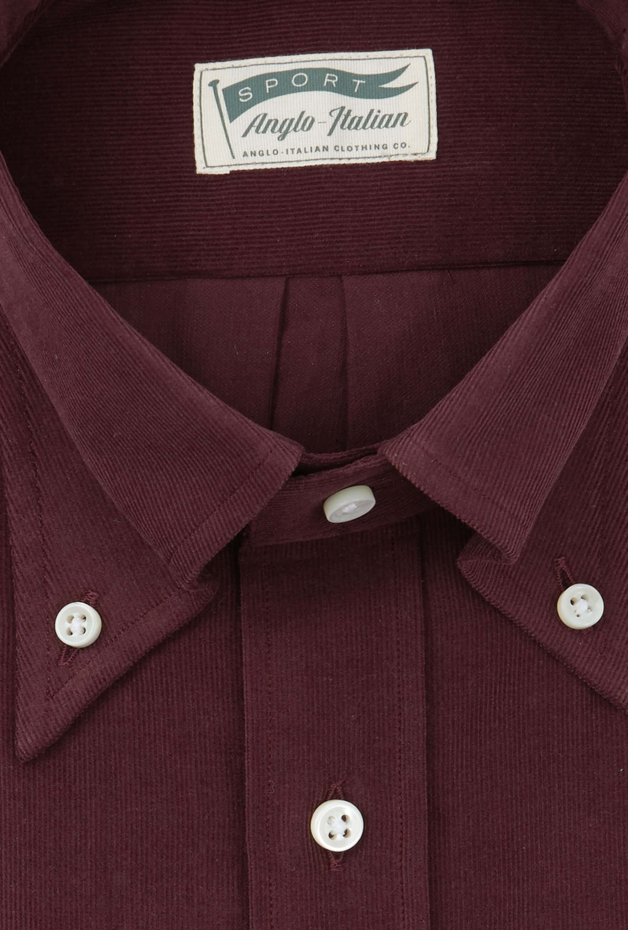 Button Down Sport Shirt Corduroy Wine