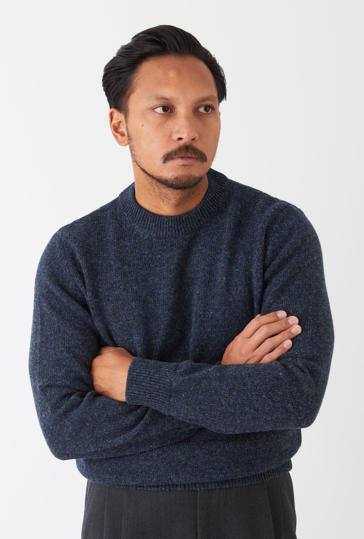 Crewneck Shetland Navy Melange