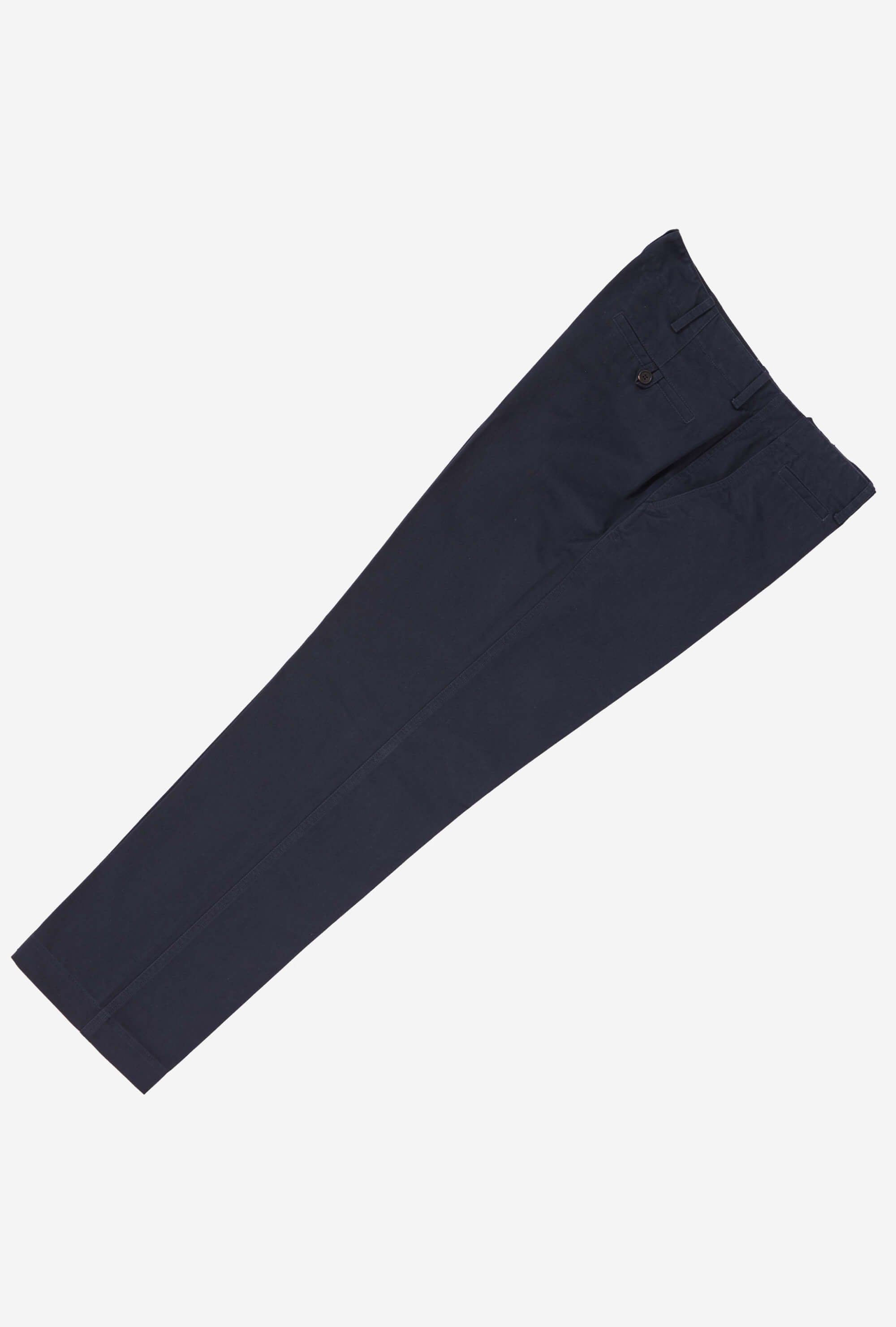 Garment Washed Flat Front Cotton Trouser Navy