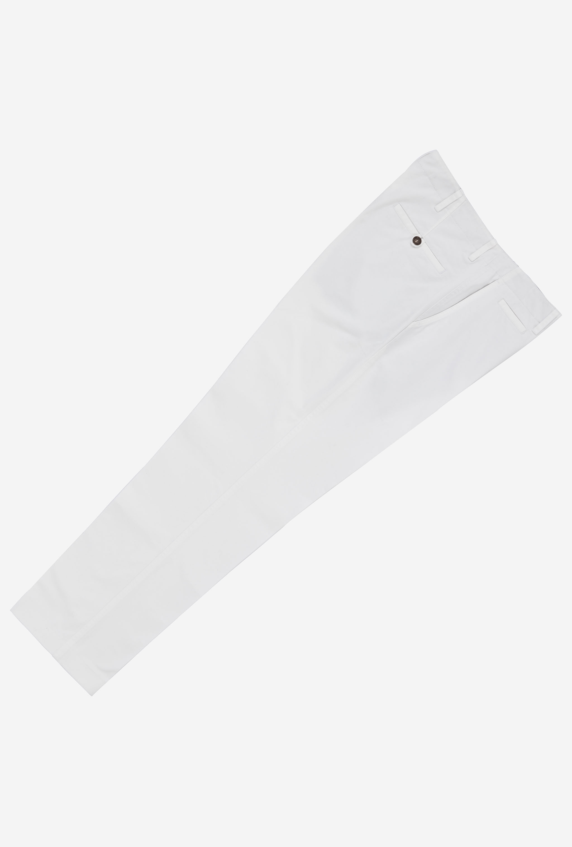Garment Washed Flat Front Cotton Trouser White