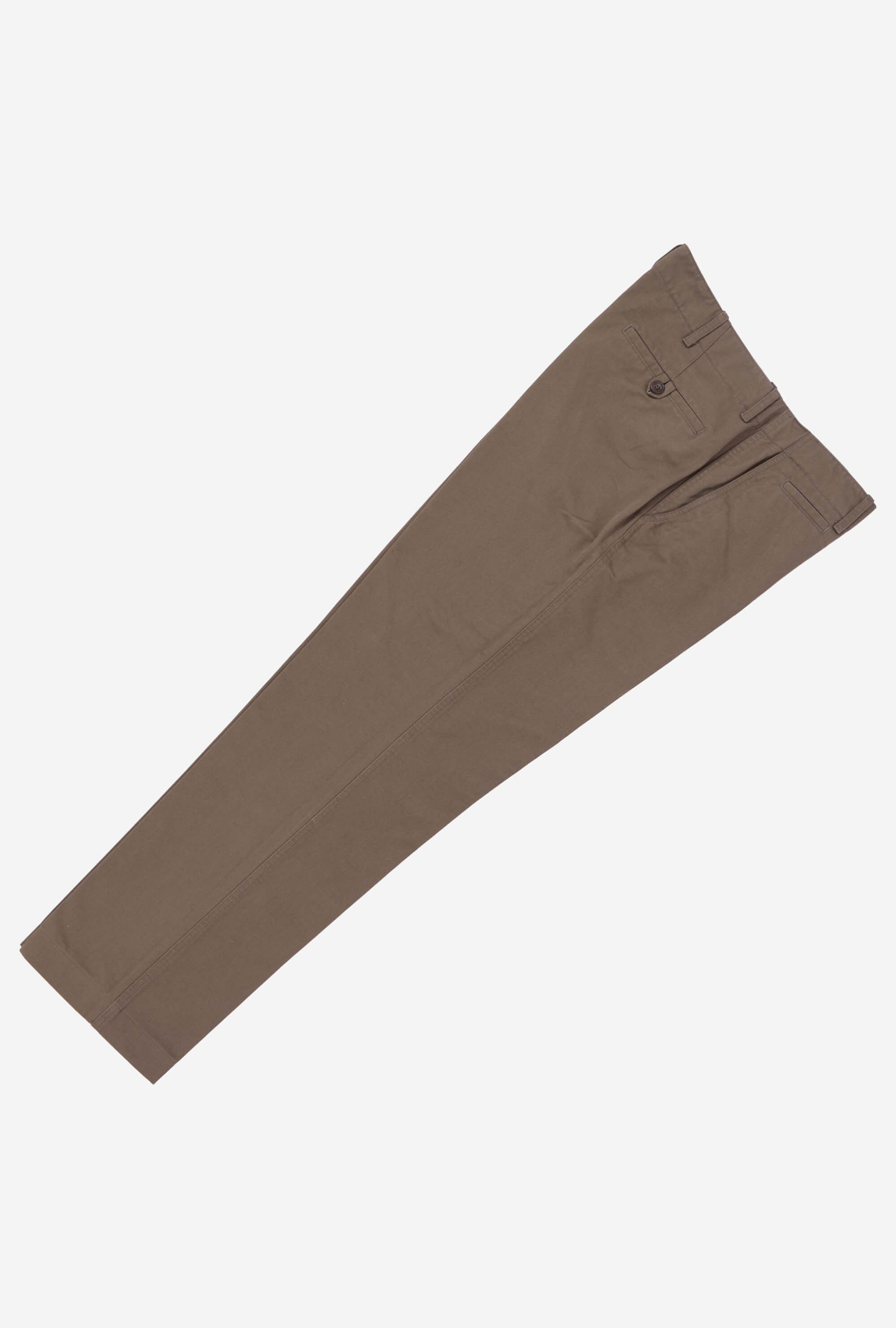 Garment Washed Flat Front Cotton Trouser Tobacco