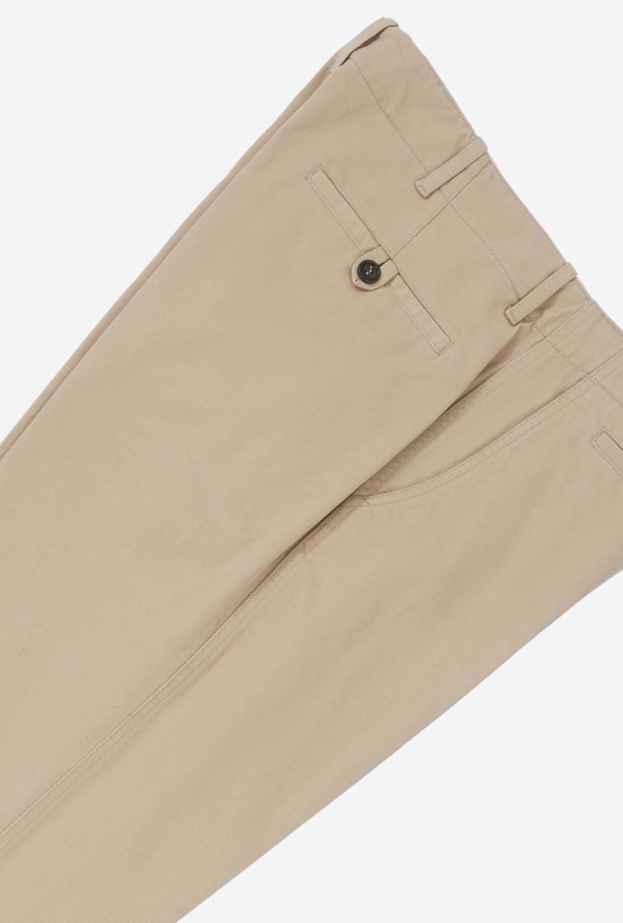 Garment Washed Flat Front Cotton Trouser Stone