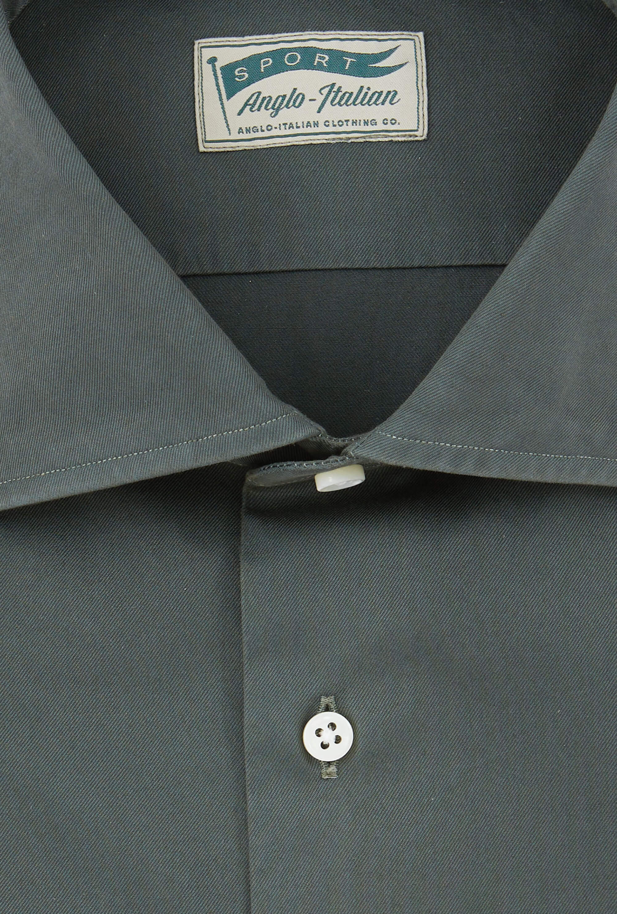 Spread Collar Shirt Garment Dye Forest Green