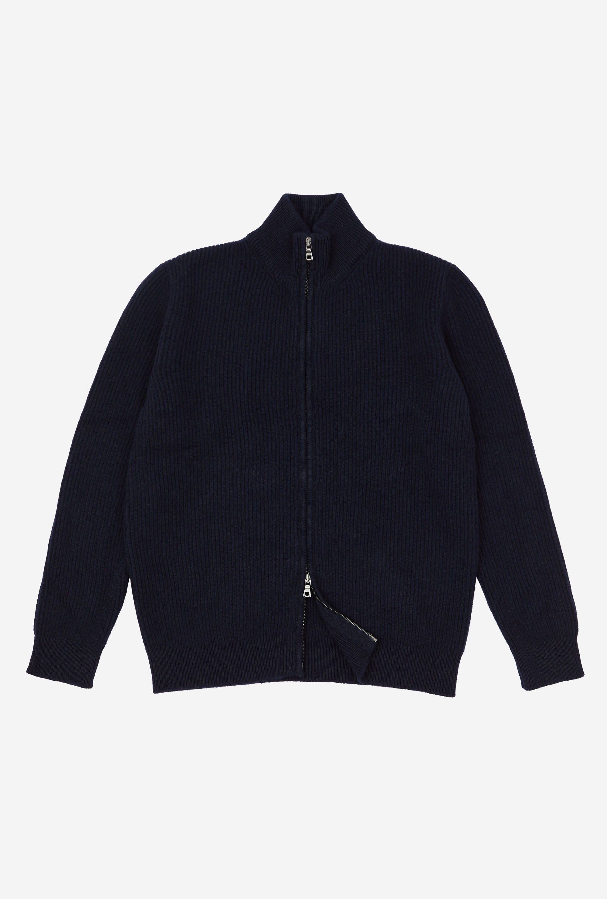 Zip-Through Cardigan Wool Navy - Main Image