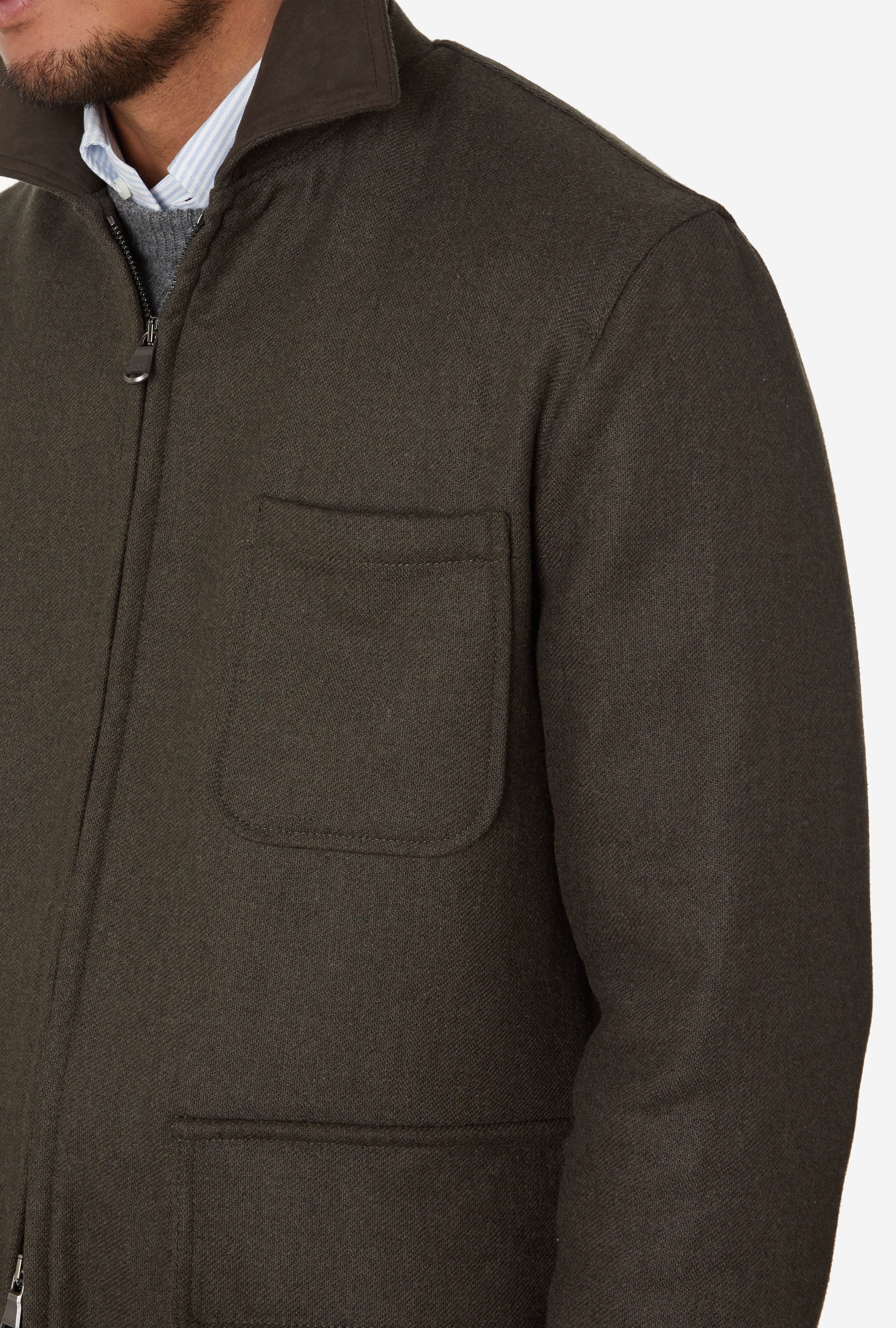 Shooting Jacket Technical Wool Dark Moss