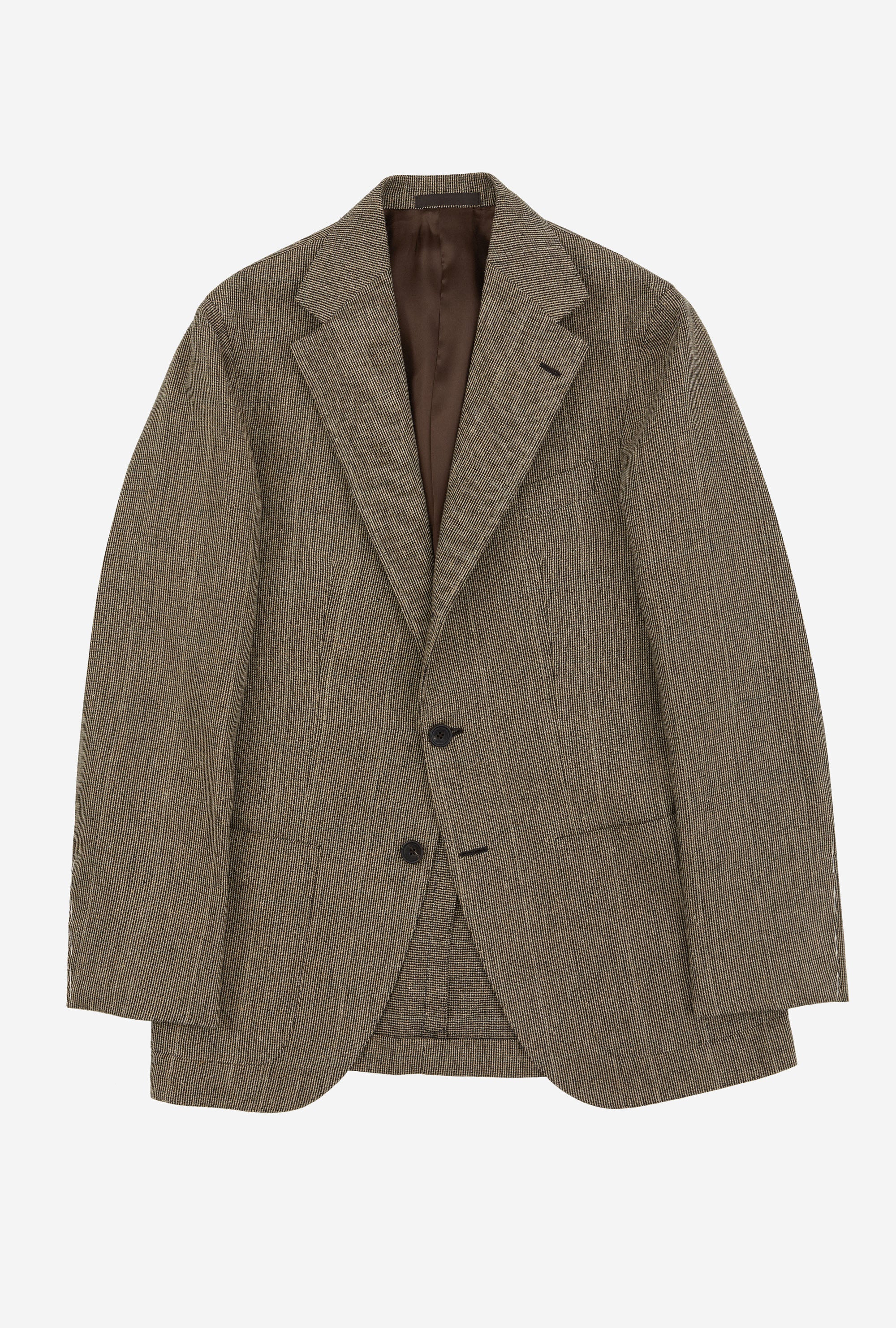 Sport Jacket Linen-Cotton-Silk Wheat Tickweave Forest Overcheck