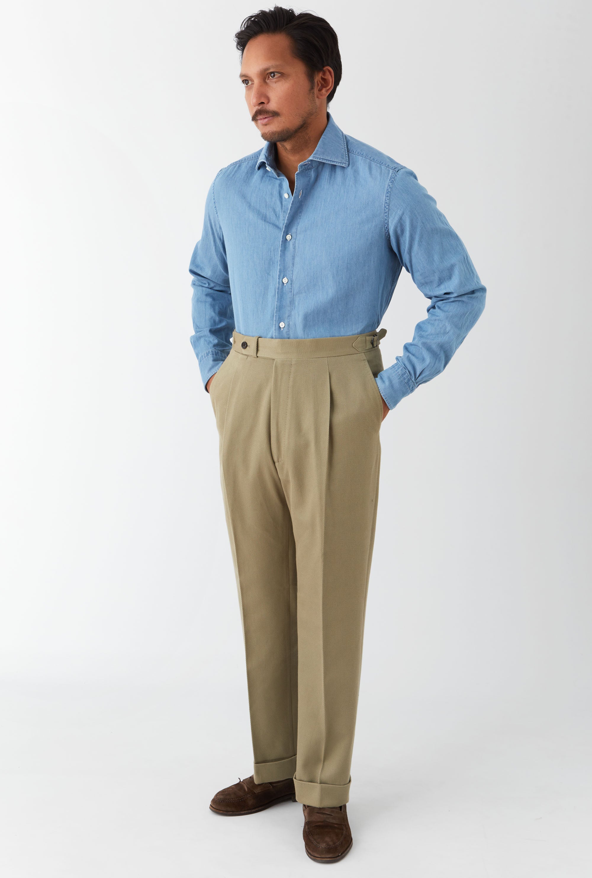 Tailored Trouser Cotton-Cashmere Drill Khaki