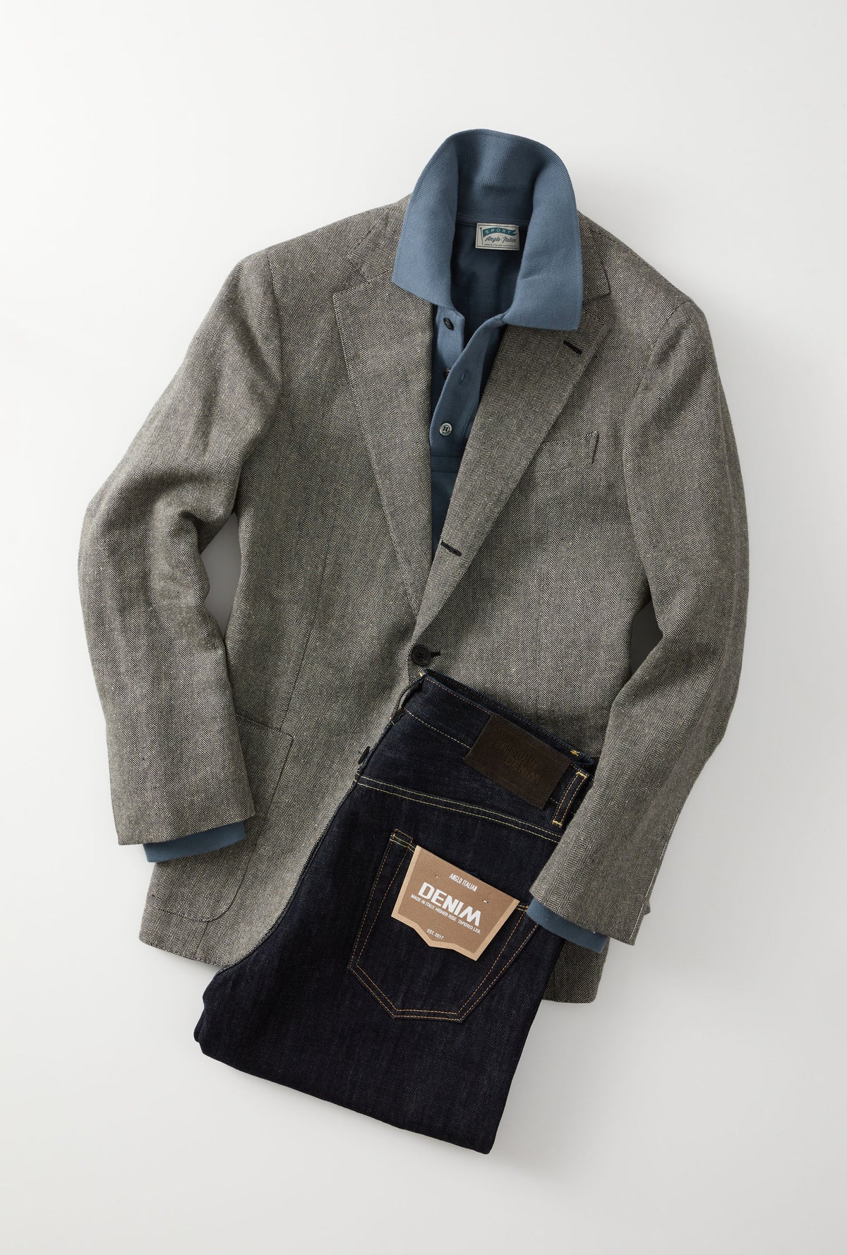 Sport Jacket Linen Cotton Silk Ecru Black Herringbone