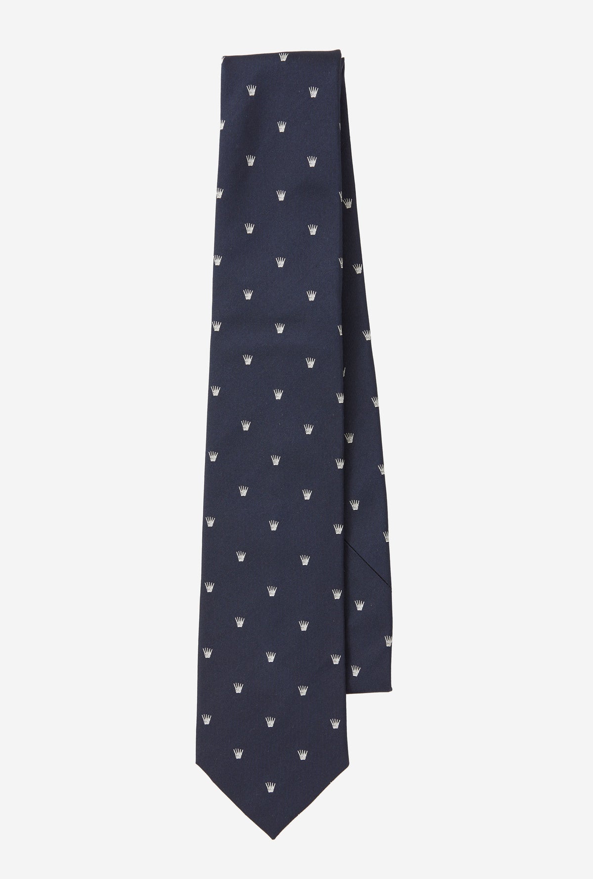 Silk Tie Navy Crown Motif