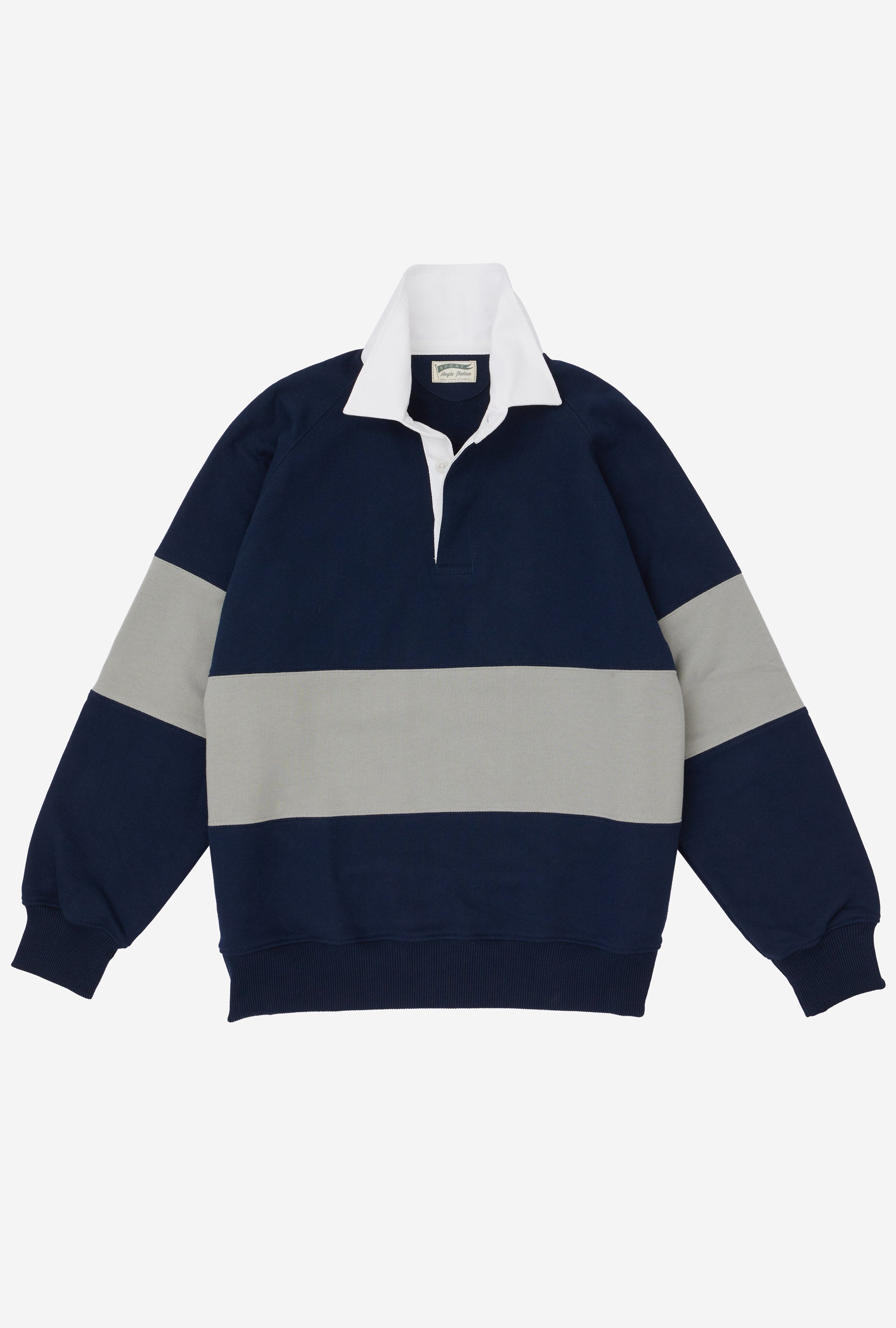 Rugby Shirt Cotton Navy Grey Stripe