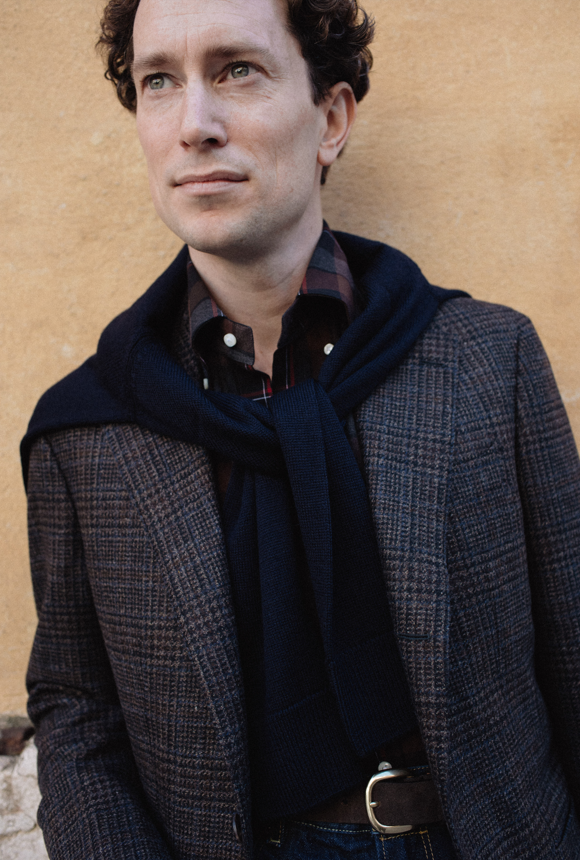 Button Down Sport Shirt Brushed Twill Rust Charcoal Red