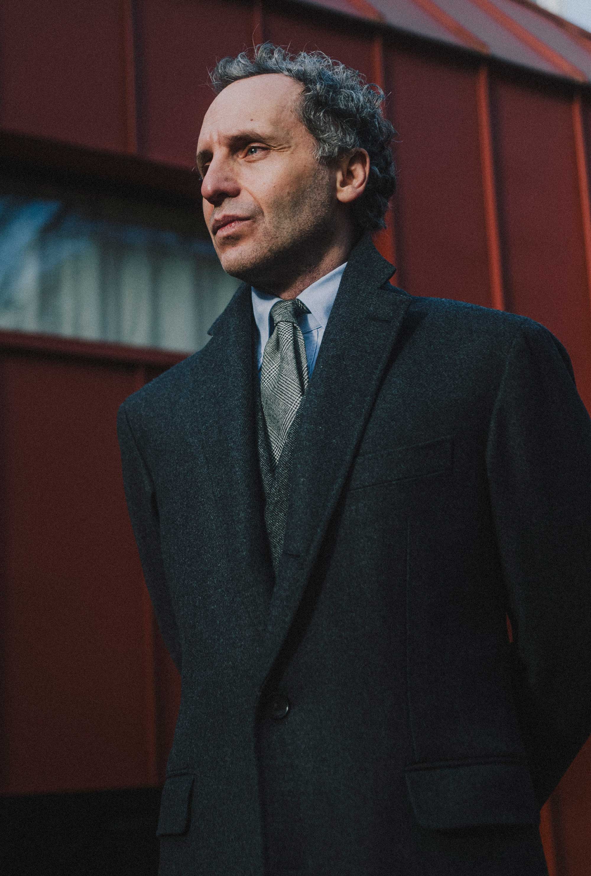 Single Breasted Overcoat Notch Lapel Charcoal