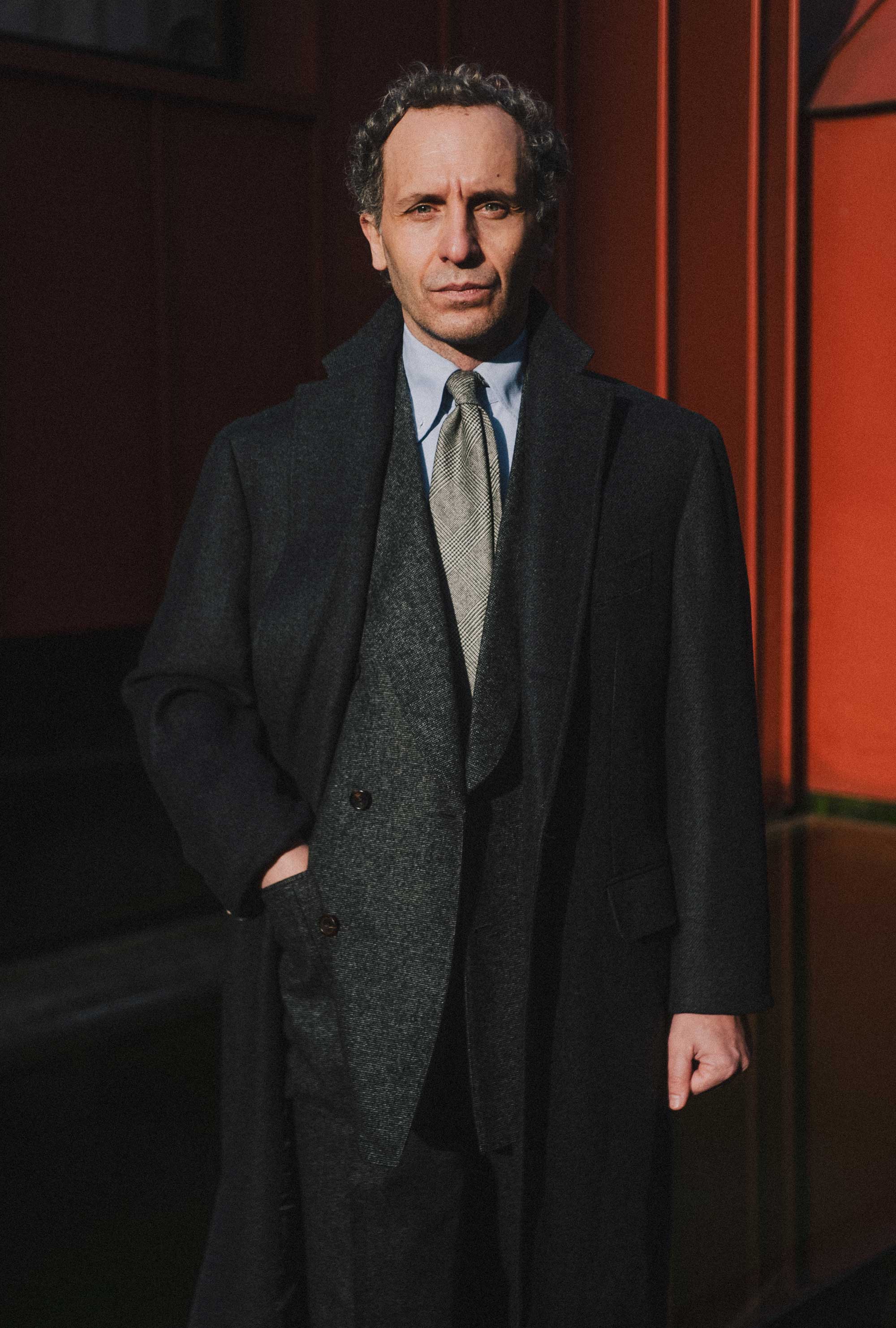 Single Breasted Overcoat Notch Lapel Charcoal