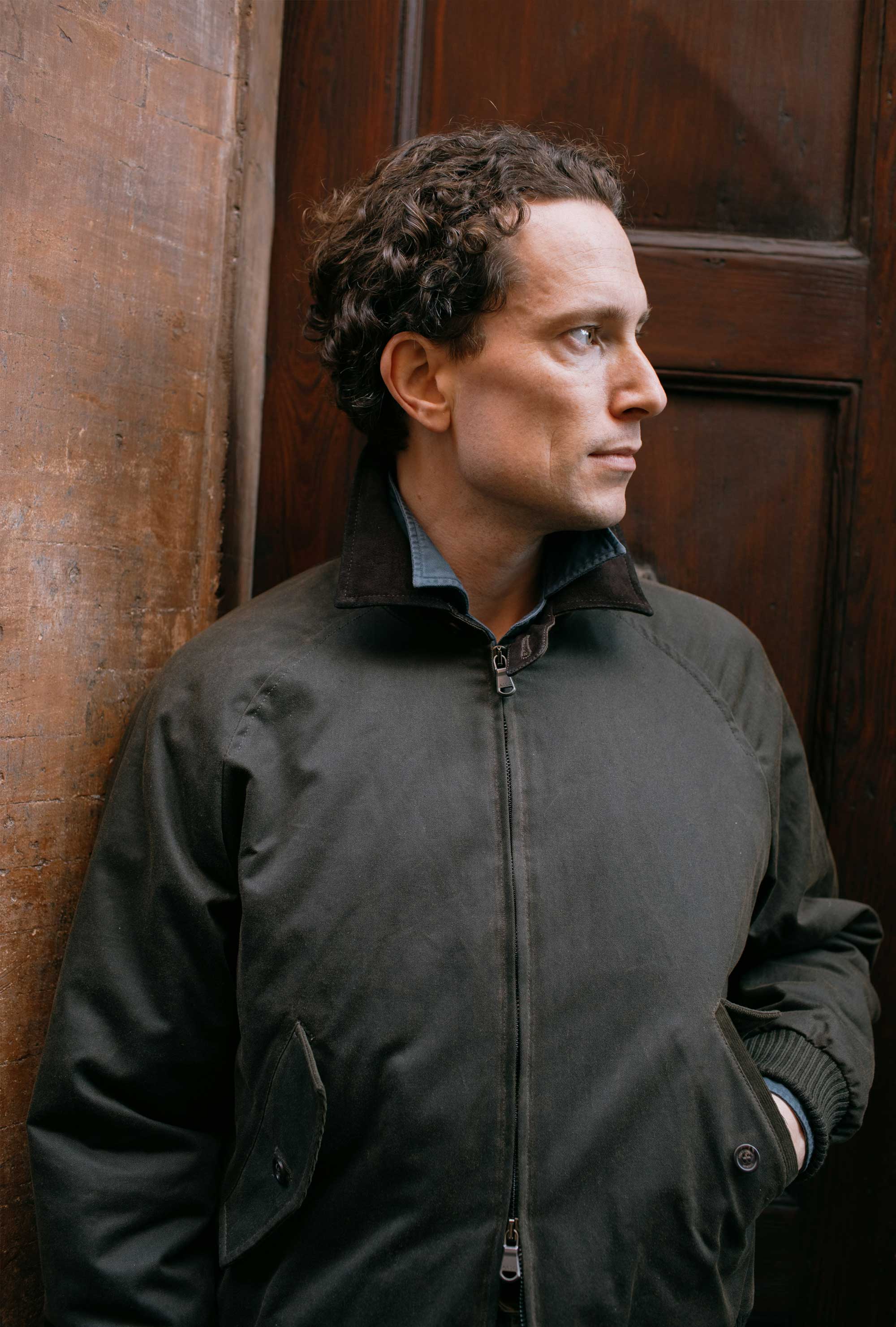 Bomber Jacket Waxed Cotton Olive