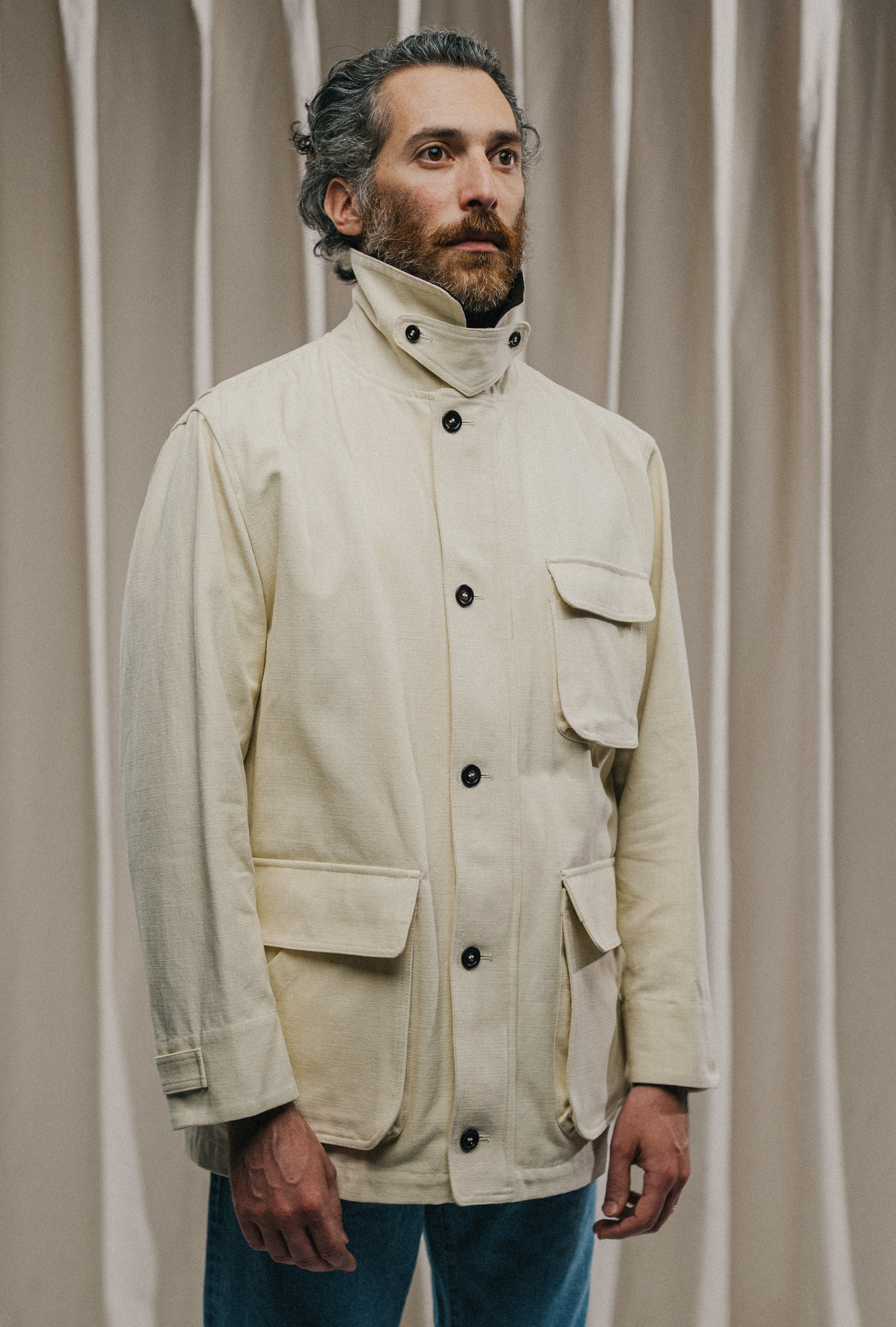 Barn Jacket Unlined Cotton Canvas Ecru
