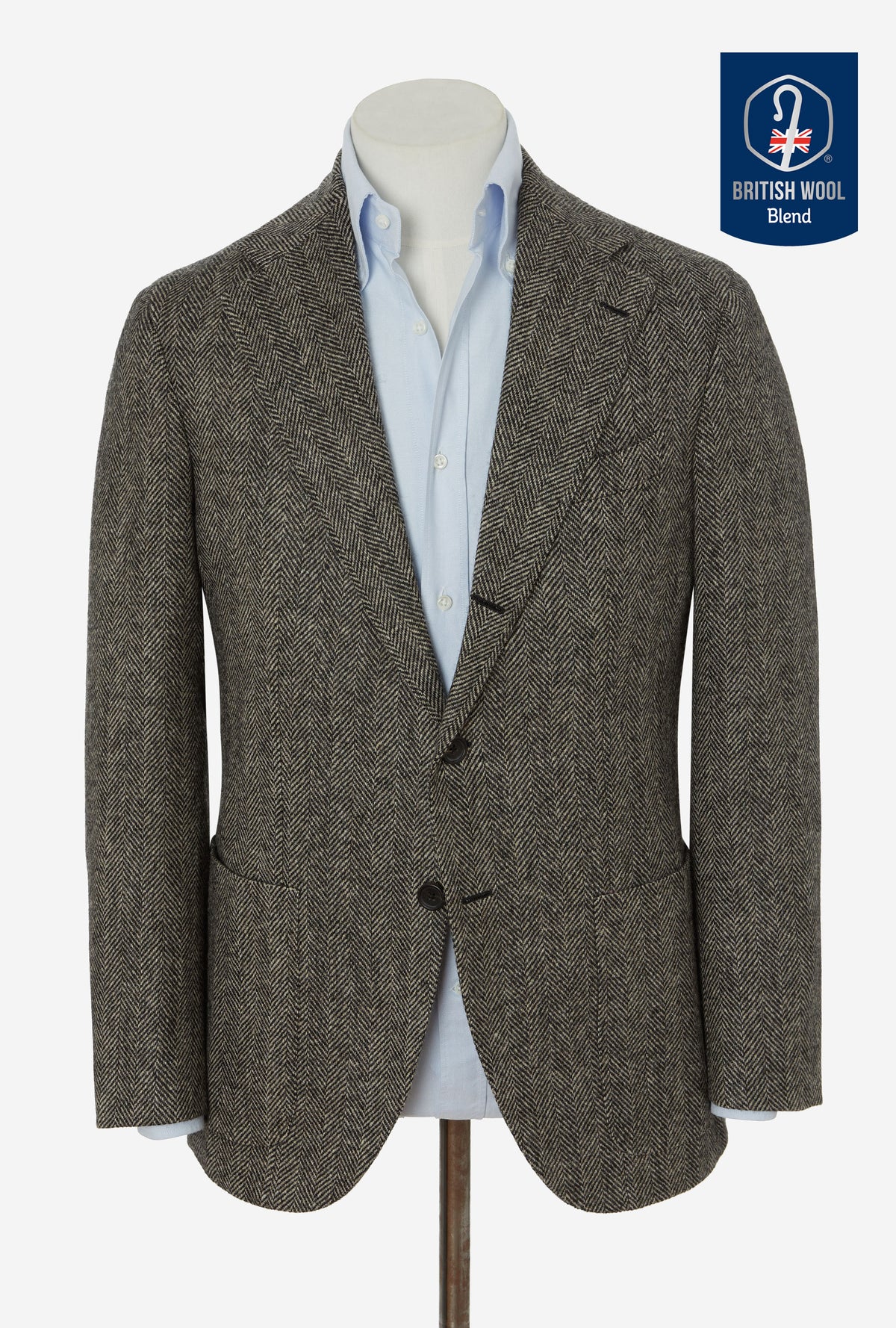 Sport Jacket Wool Ecru Herringbone