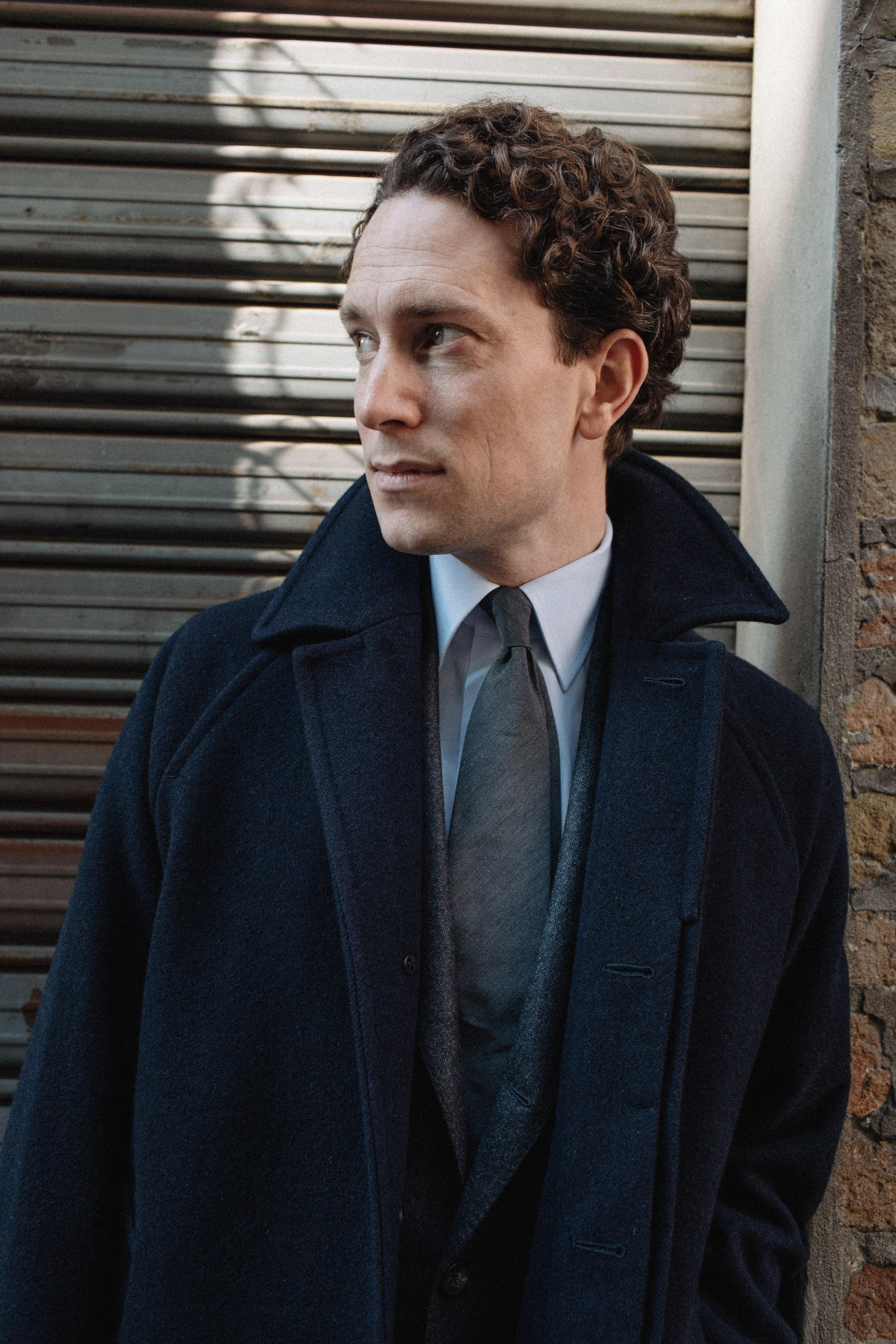 Raglan Sleeve Overcoat Wool Navy