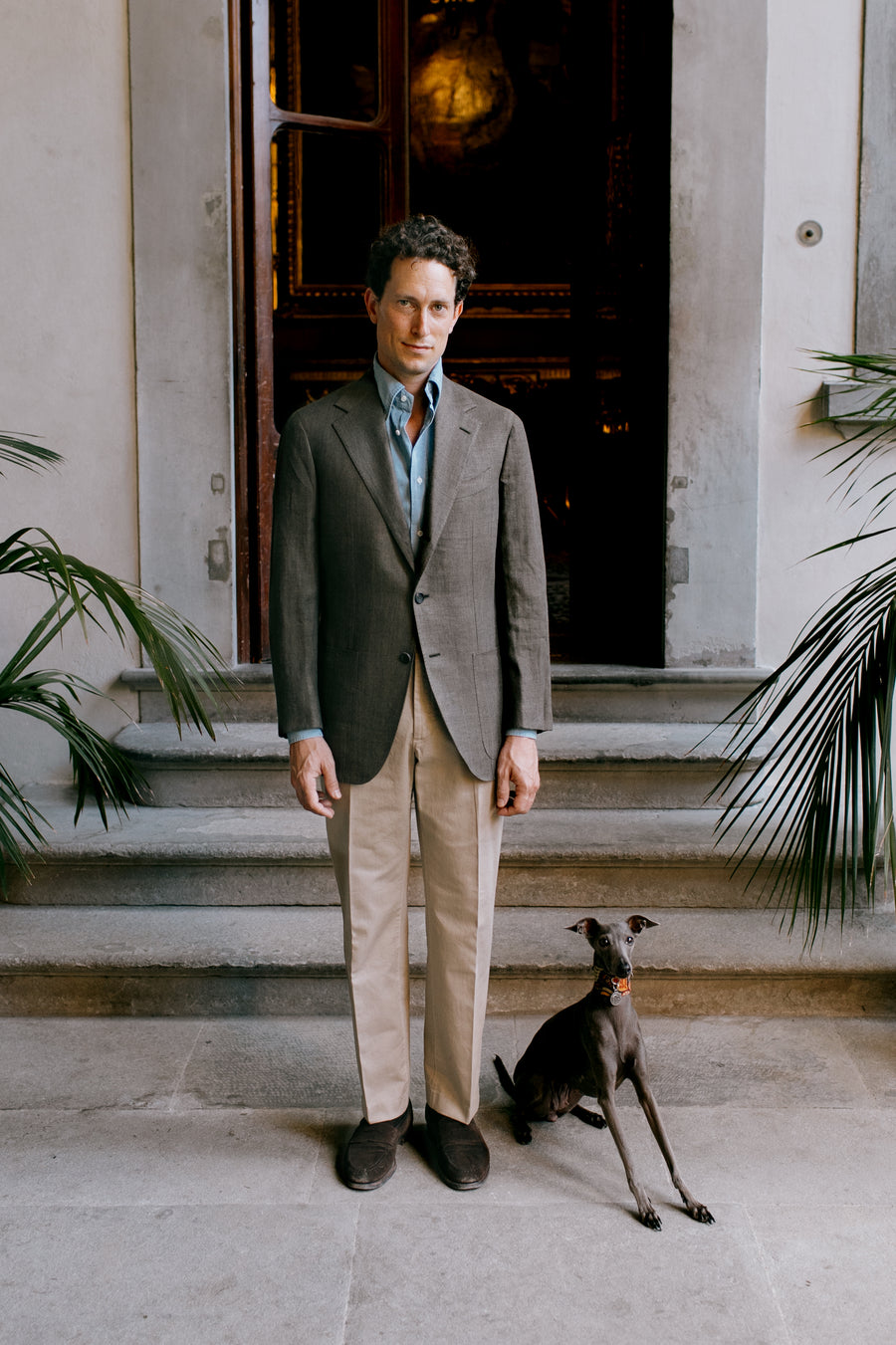 Sport Jacket Silk Linen Olive Herringbone