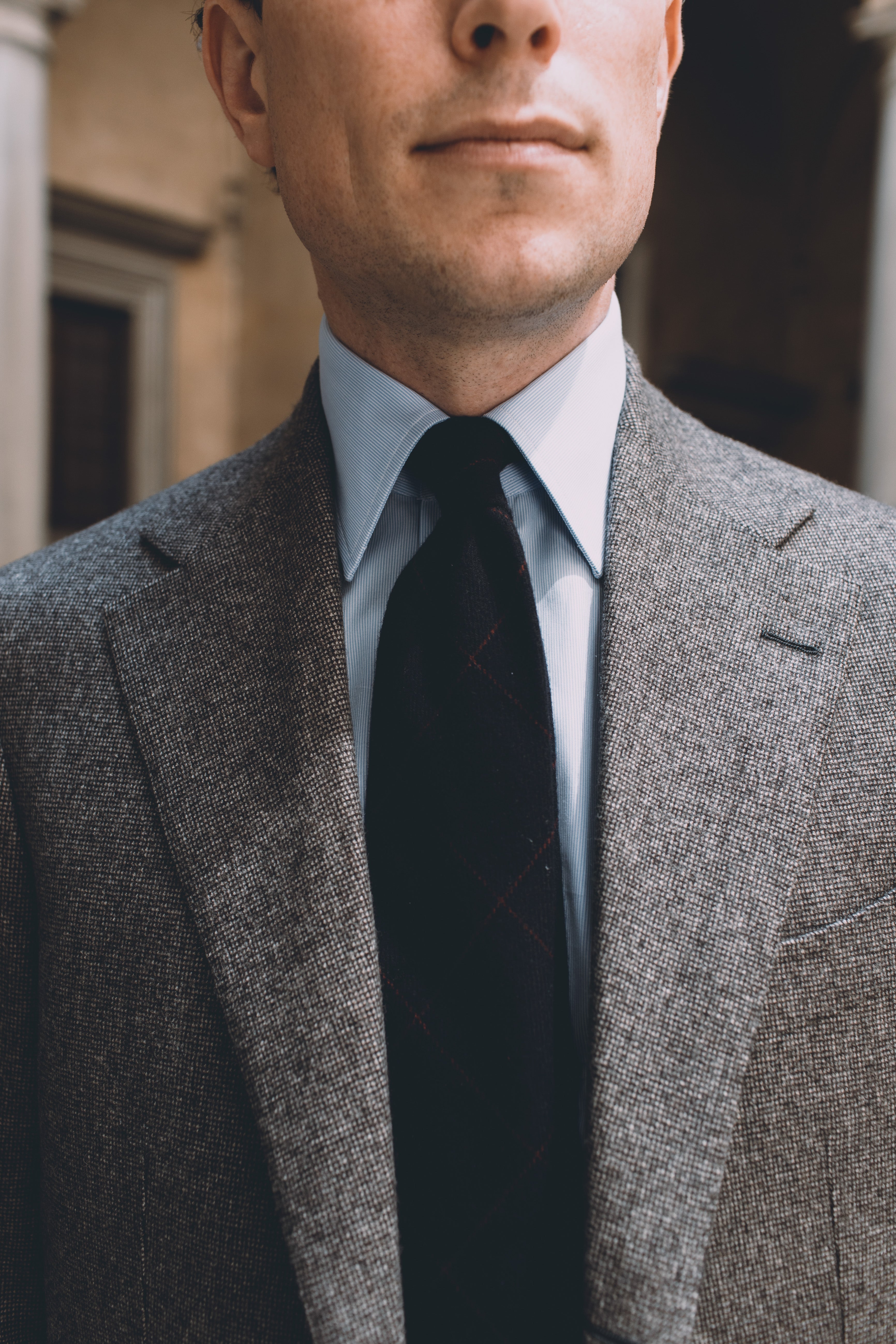 Suit Single Breasted Taupe Nailhead Flannel