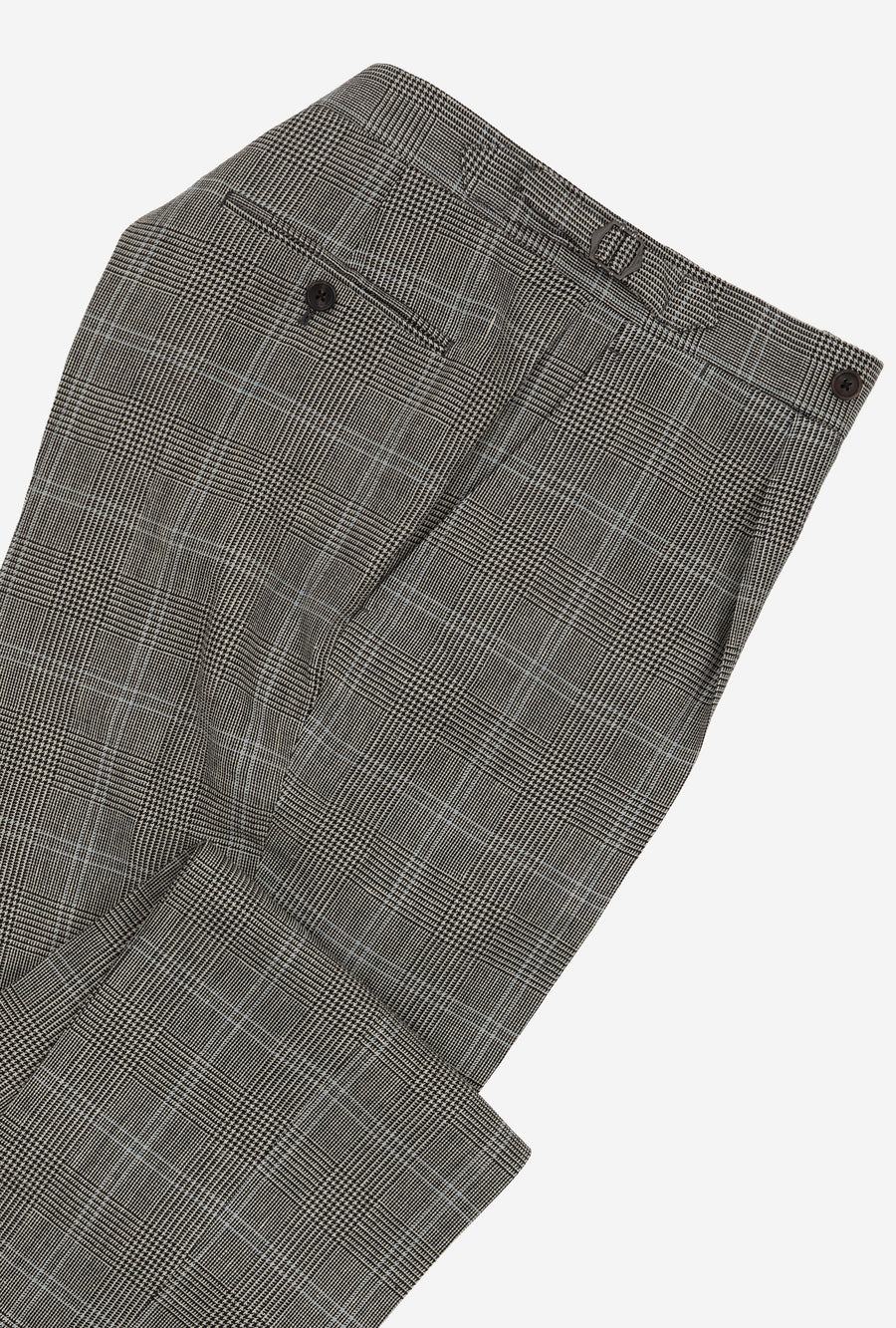 Suit Single Breasted Grey Glen Plaid Sky Overcheck Wool-Linen