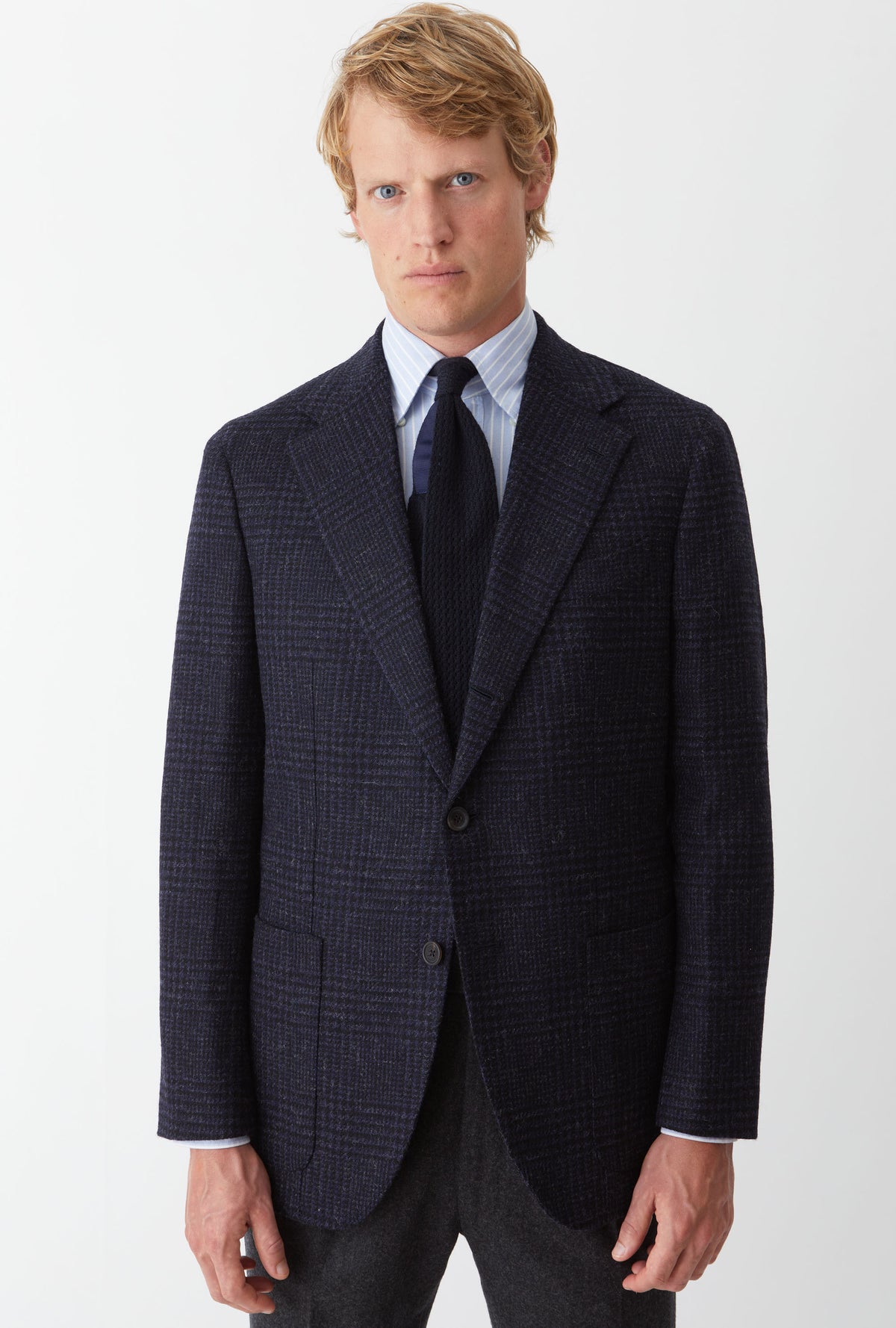 Sport Jacket Wool Tweed Navy Glen Plaid