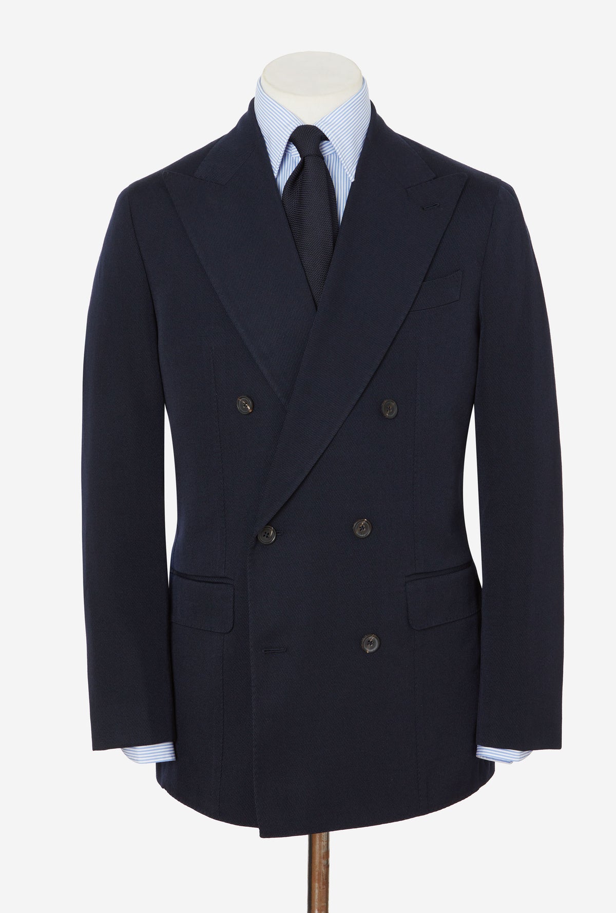 Suit Double Breasted Navy Wool Cavalry Twill