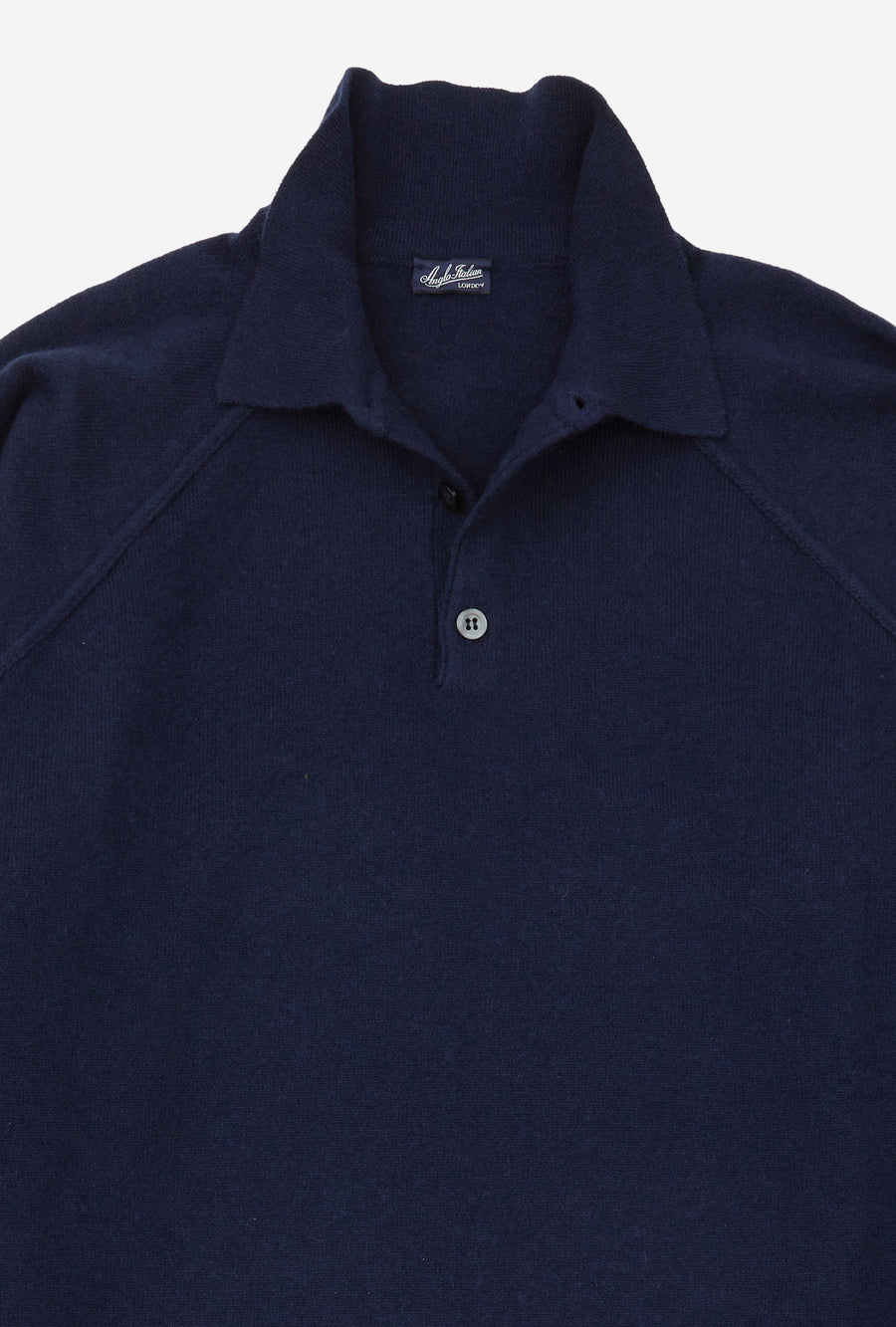 Raglan Sleeve Polo Wool-Cashmere Navy
