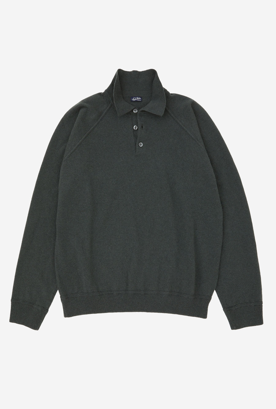 Raglan Sleeve Polo Wool-Cashmere Moss
