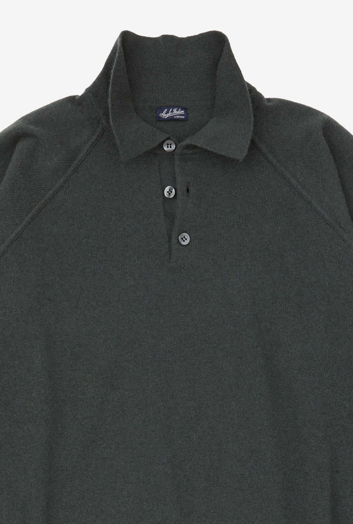 Raglan Sleeve Polo Wool-Cashmere Moss