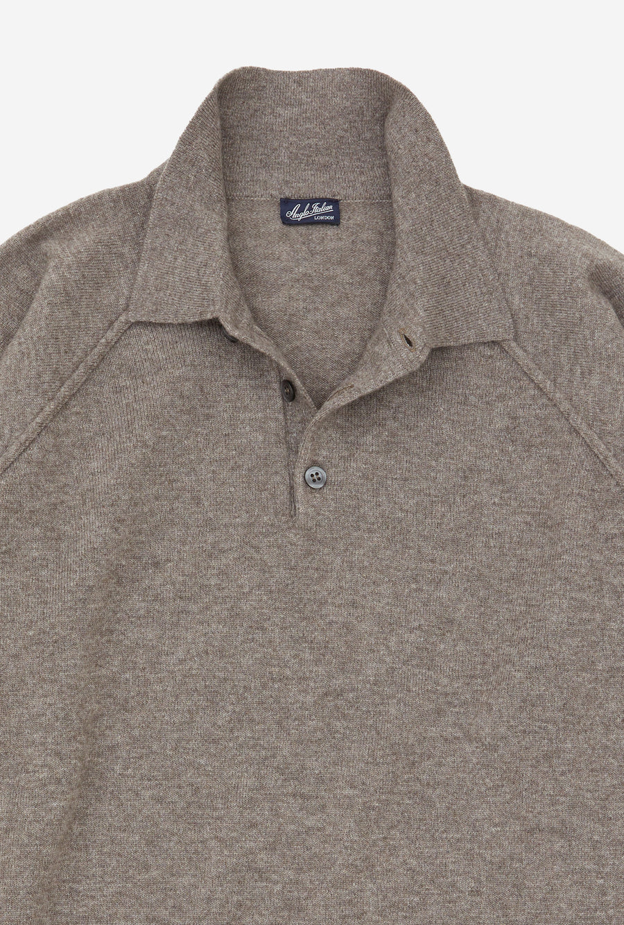 Raglan Sleeve Polo Wool-Cashmere Biscuit