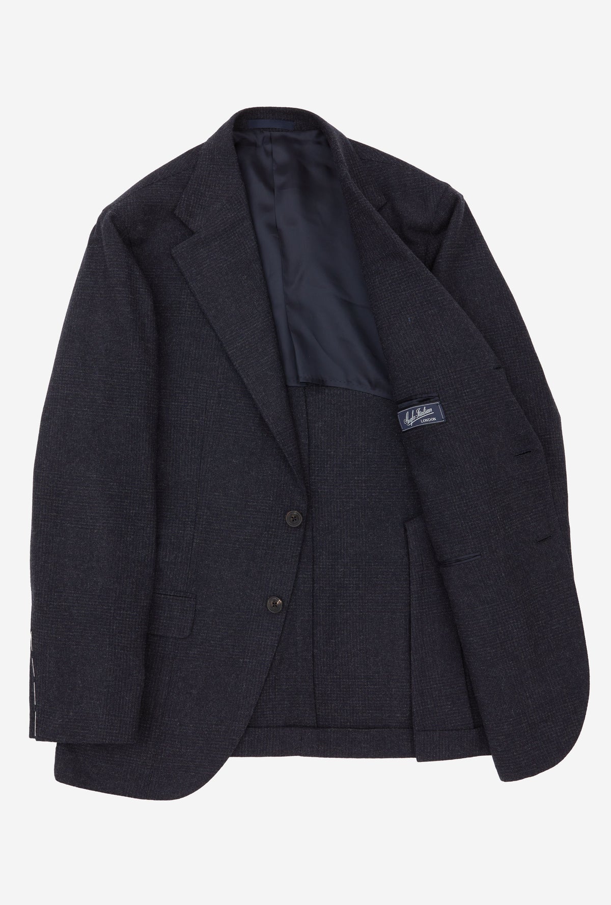 Suit Single Breasted Navy Glen Plaid Flannel