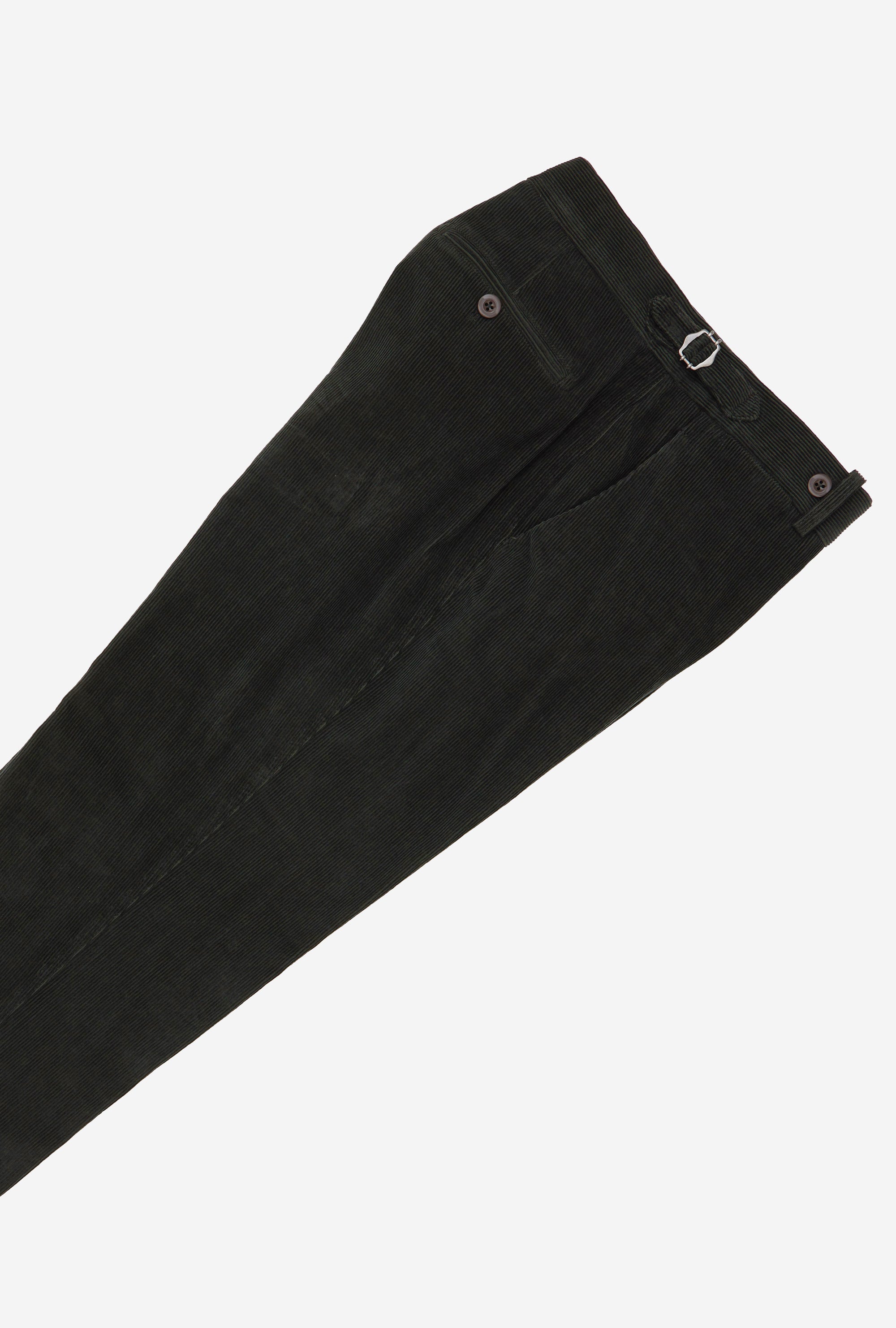 Garment Dyed Flat Front Corduroy Trouser Olive