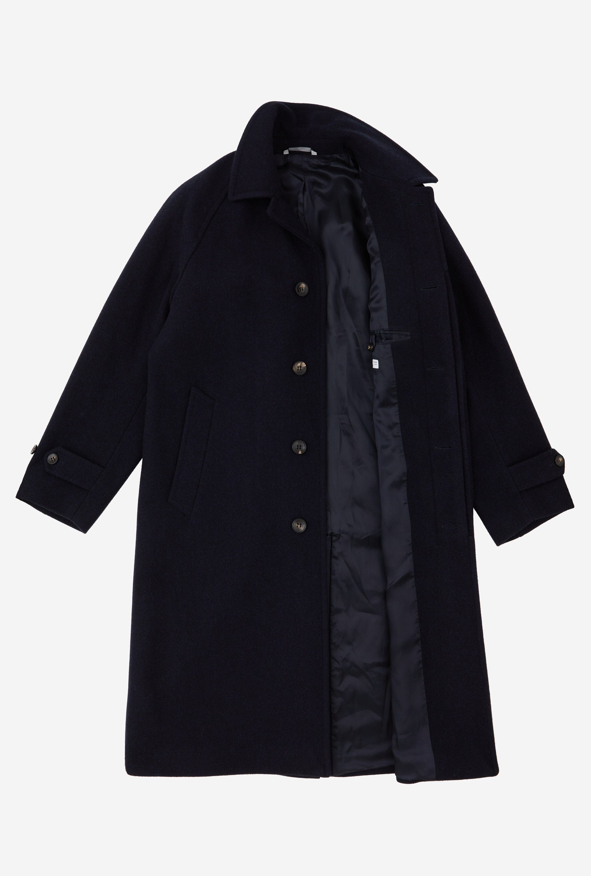 Raglan Sleeve Overcoat Wool Navy