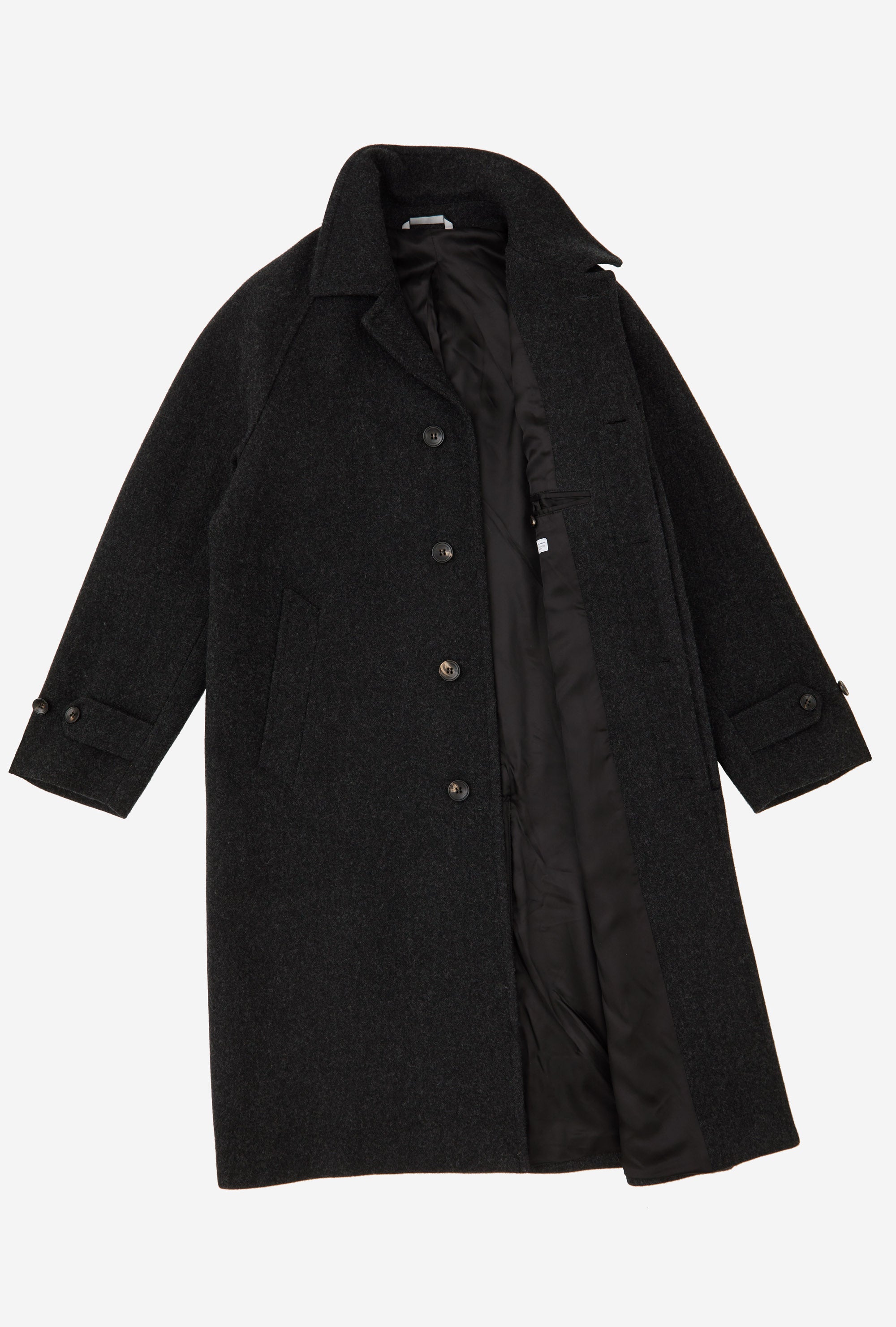 Raglan Sleeve Overcoat Wool Charcoal