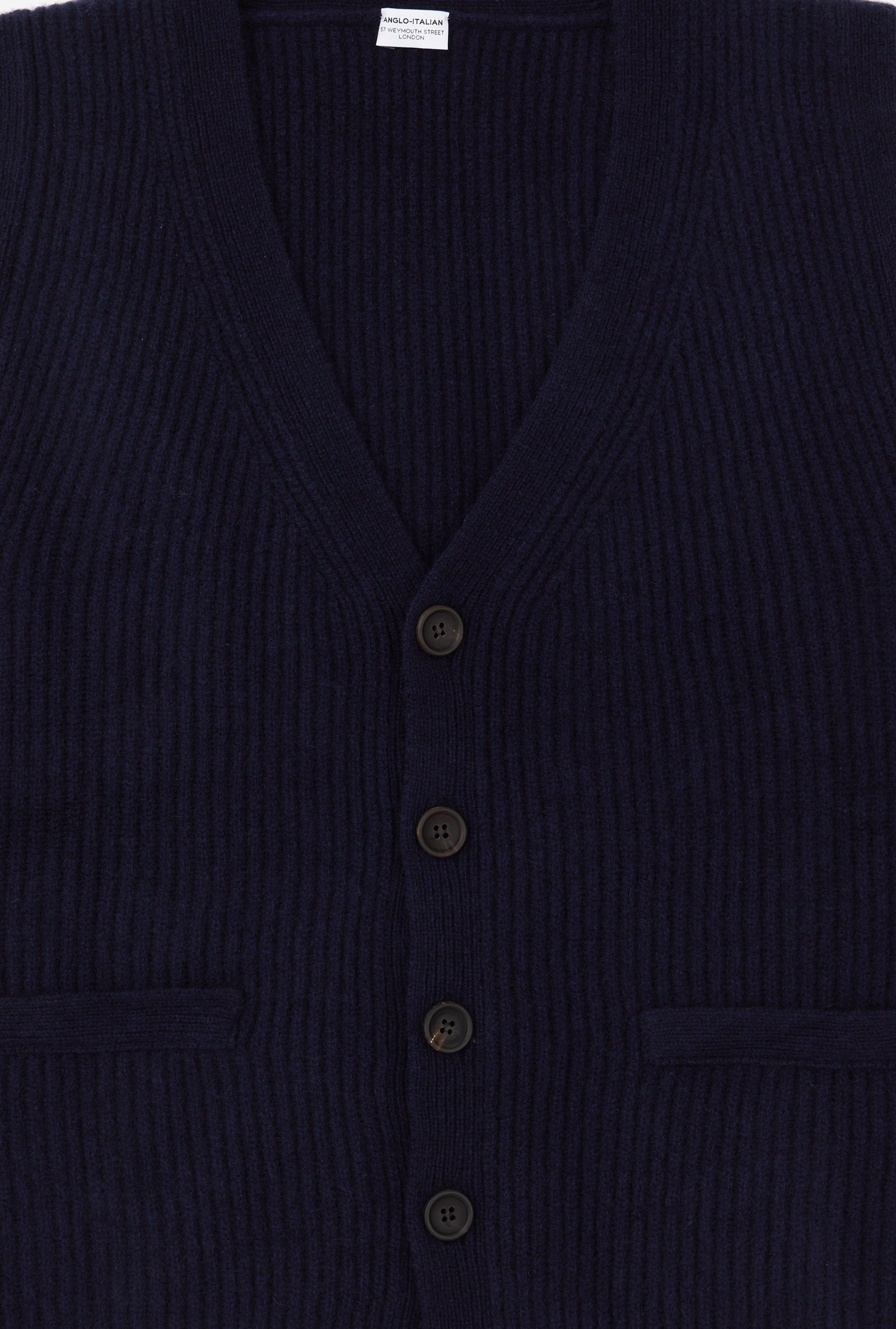 Button-Through Sleeveless Cardigan Wool Navy