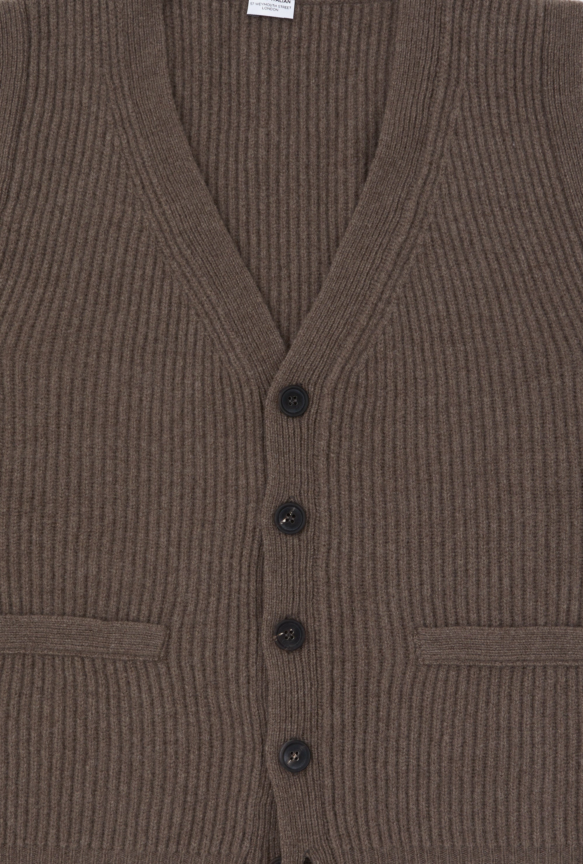 Button-Through Sleeveless Cardigan Wool Brown