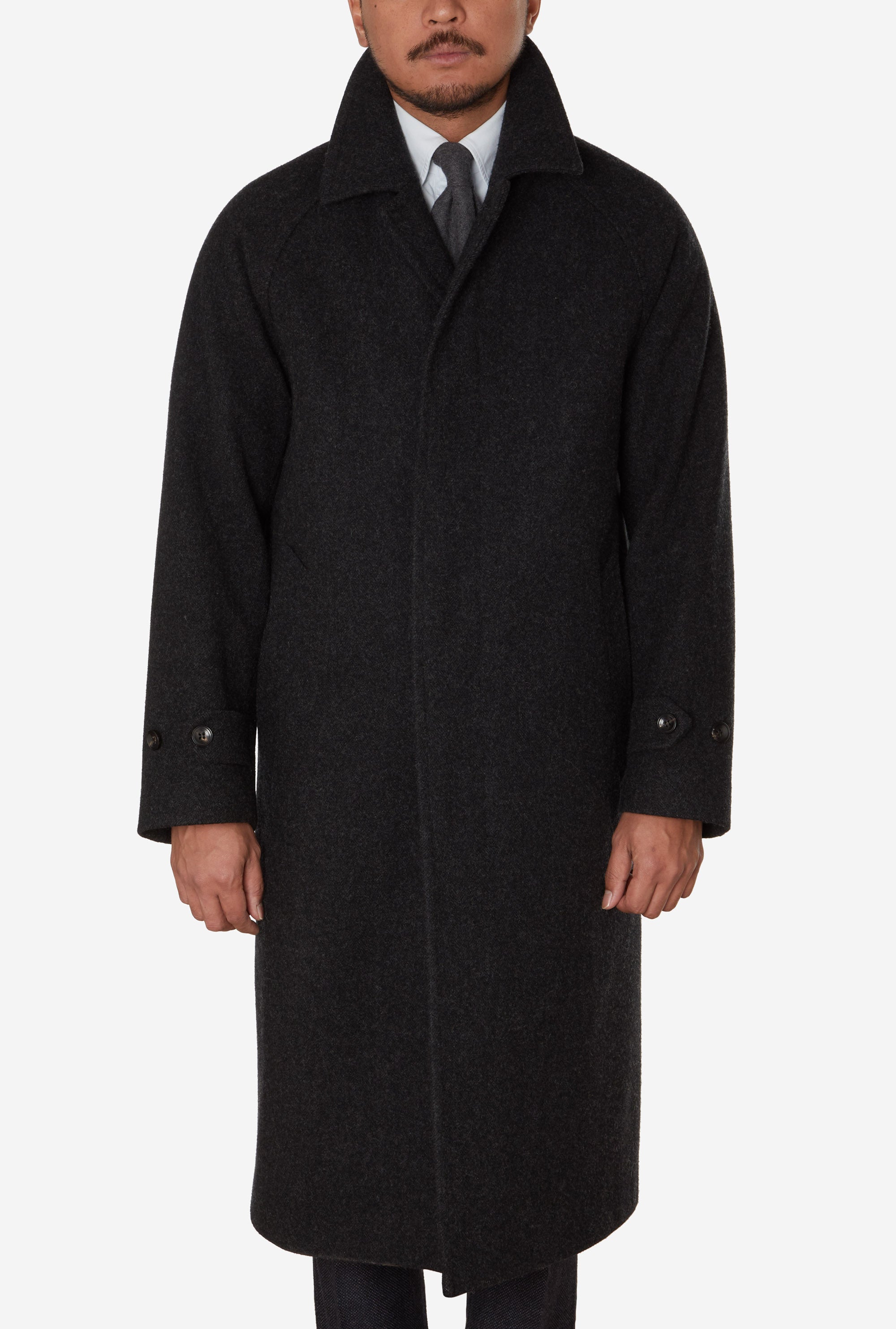 Raglan Sleeve Overcoat Wool Charcoal