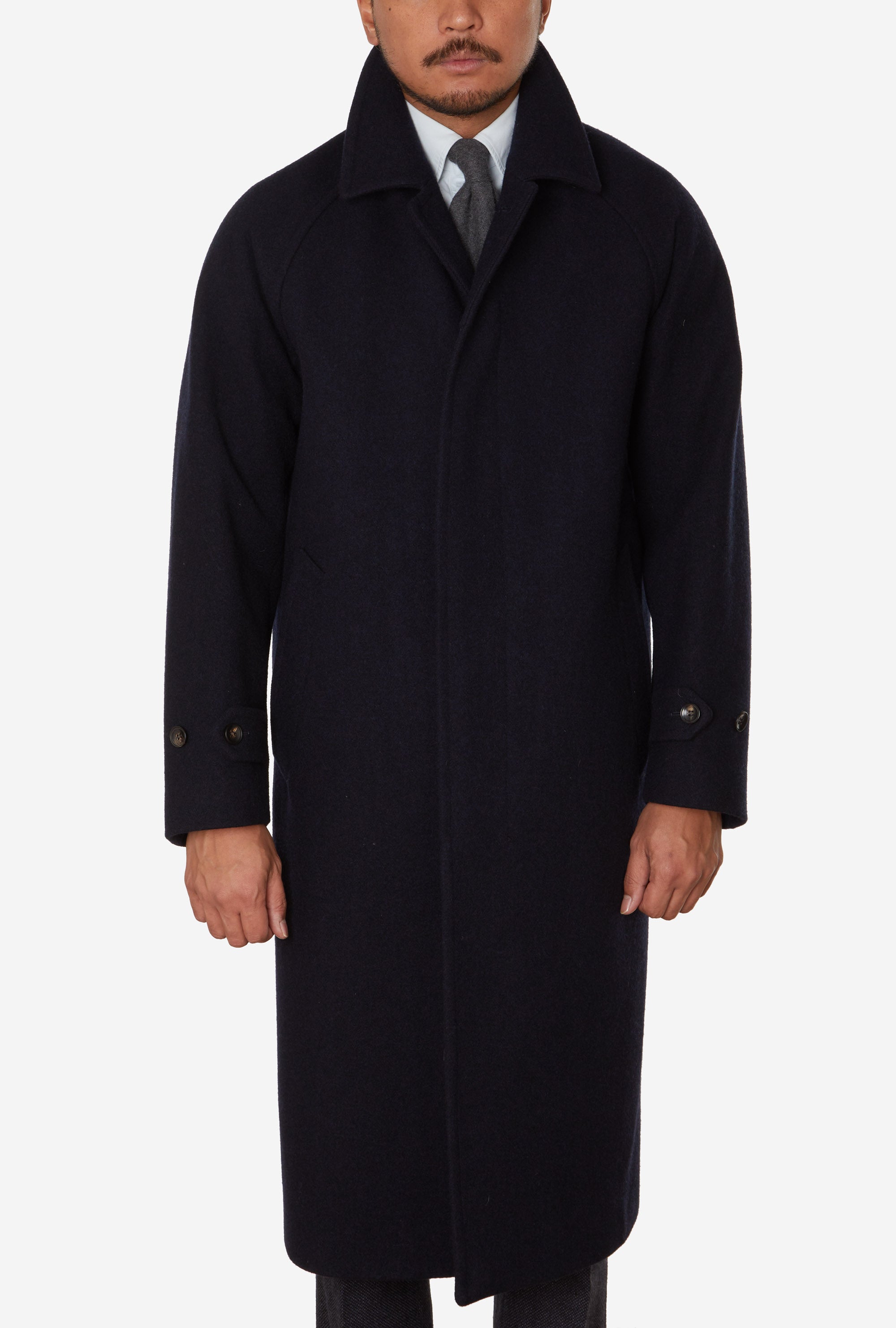 Raglan Sleeve Overcoat Wool Navy